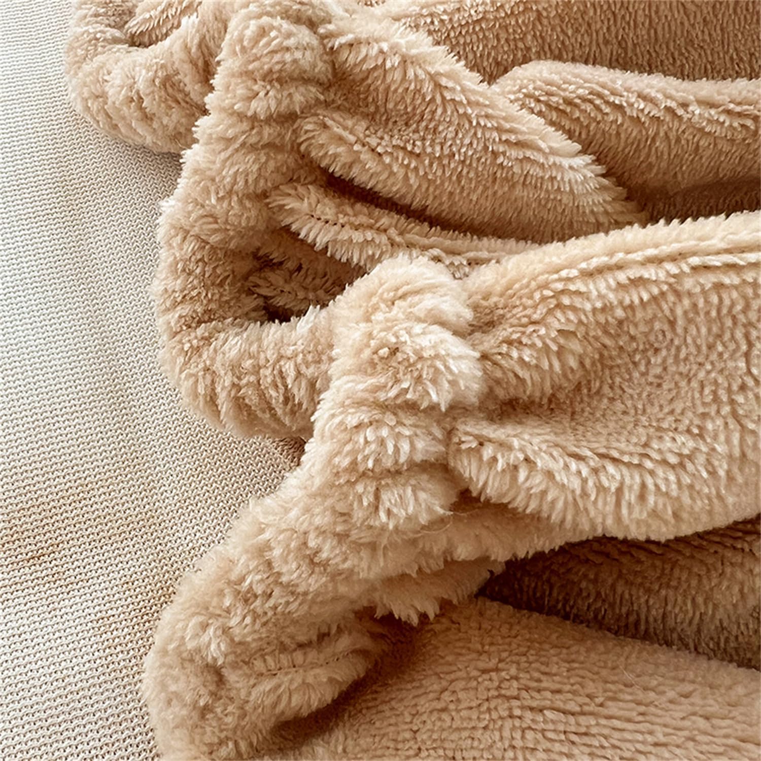Velvet Fitted Mattress Protector 6-18 Inch Deep Khaki King
