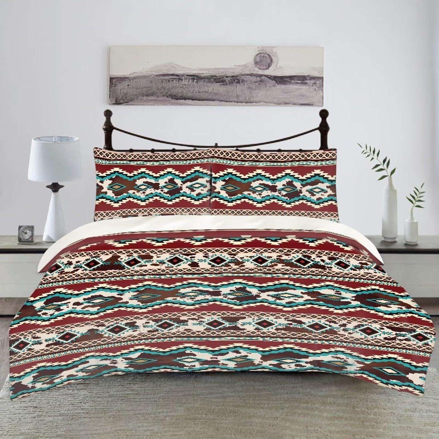 ZFRXIGN Boho Aztec Duvet Cover Set King Size 3 Piece