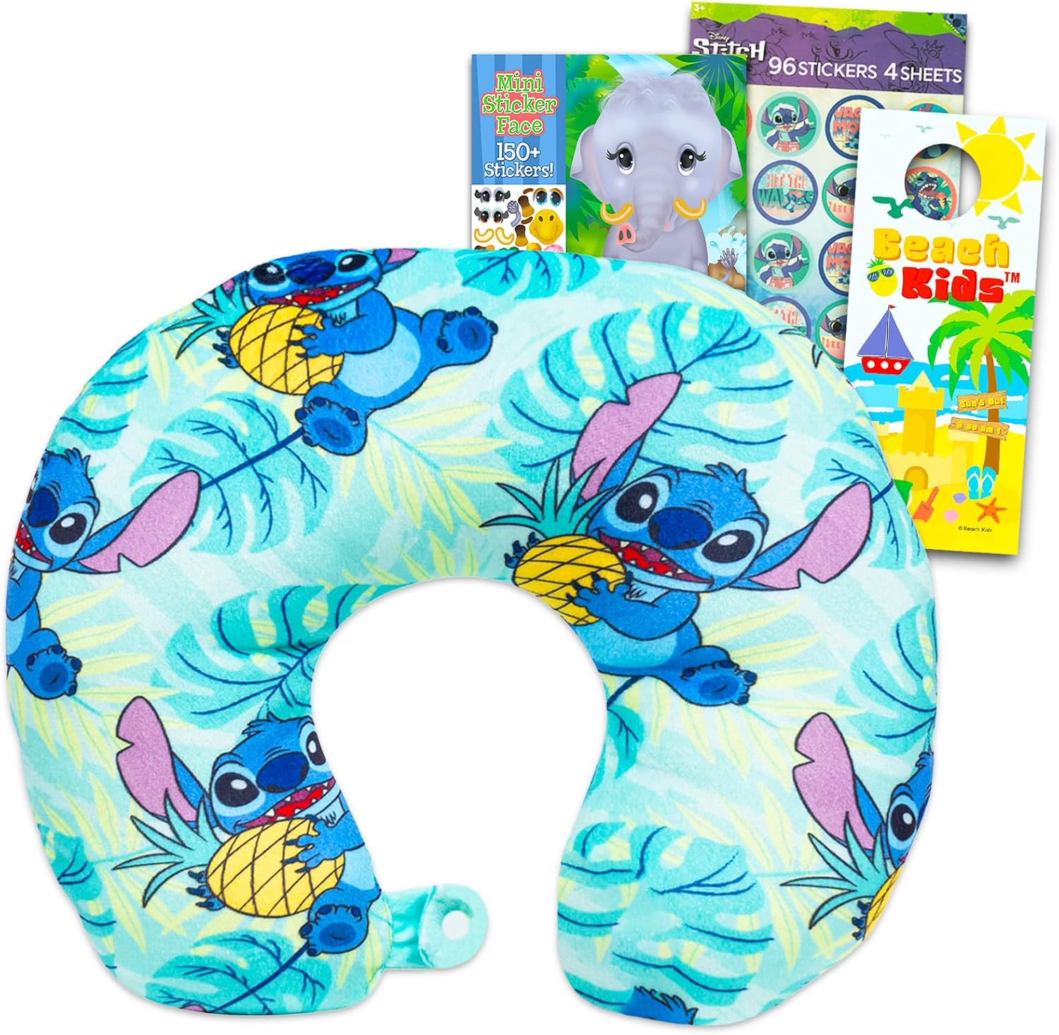 Lilo and Stitch Travel Neck Pillow - Stitch Set with Stickers
