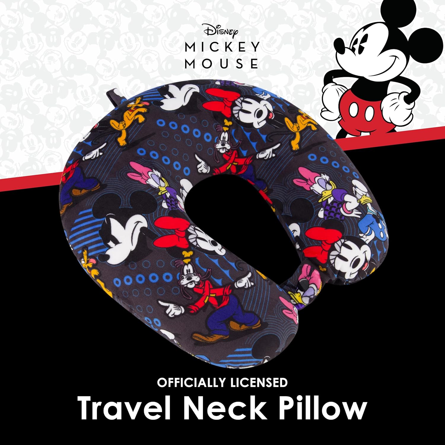 FUL Disney Mickey Mouse Travel Neck Pillow - Black 1