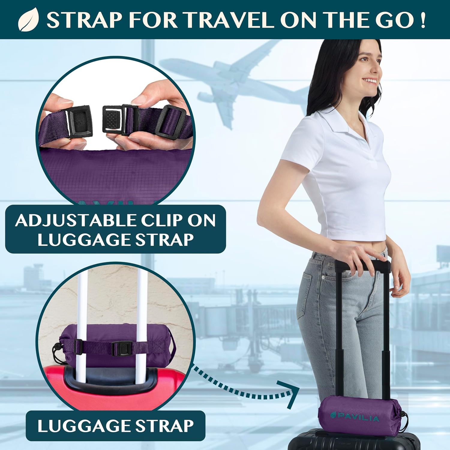 PAVILIA Travel Blanket with Bag - 65x40 Purple