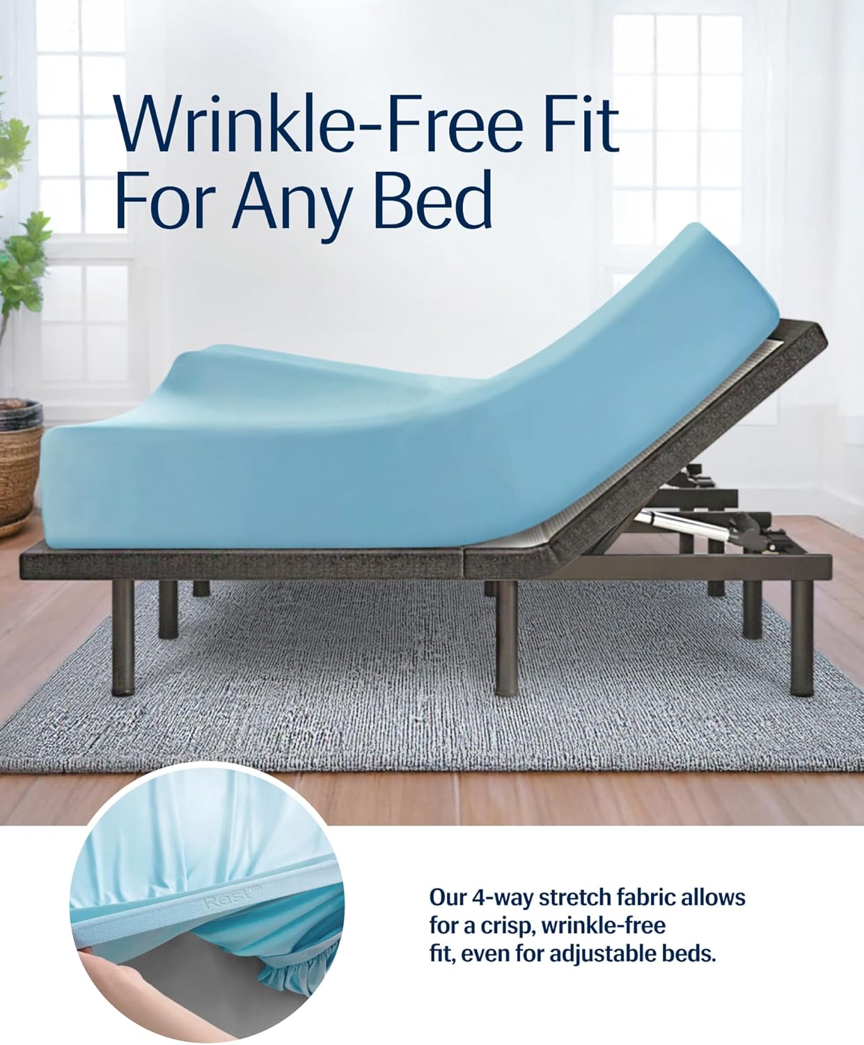 REST Evercool Fitted Sheet King Size Light Blue 15 Deep 1