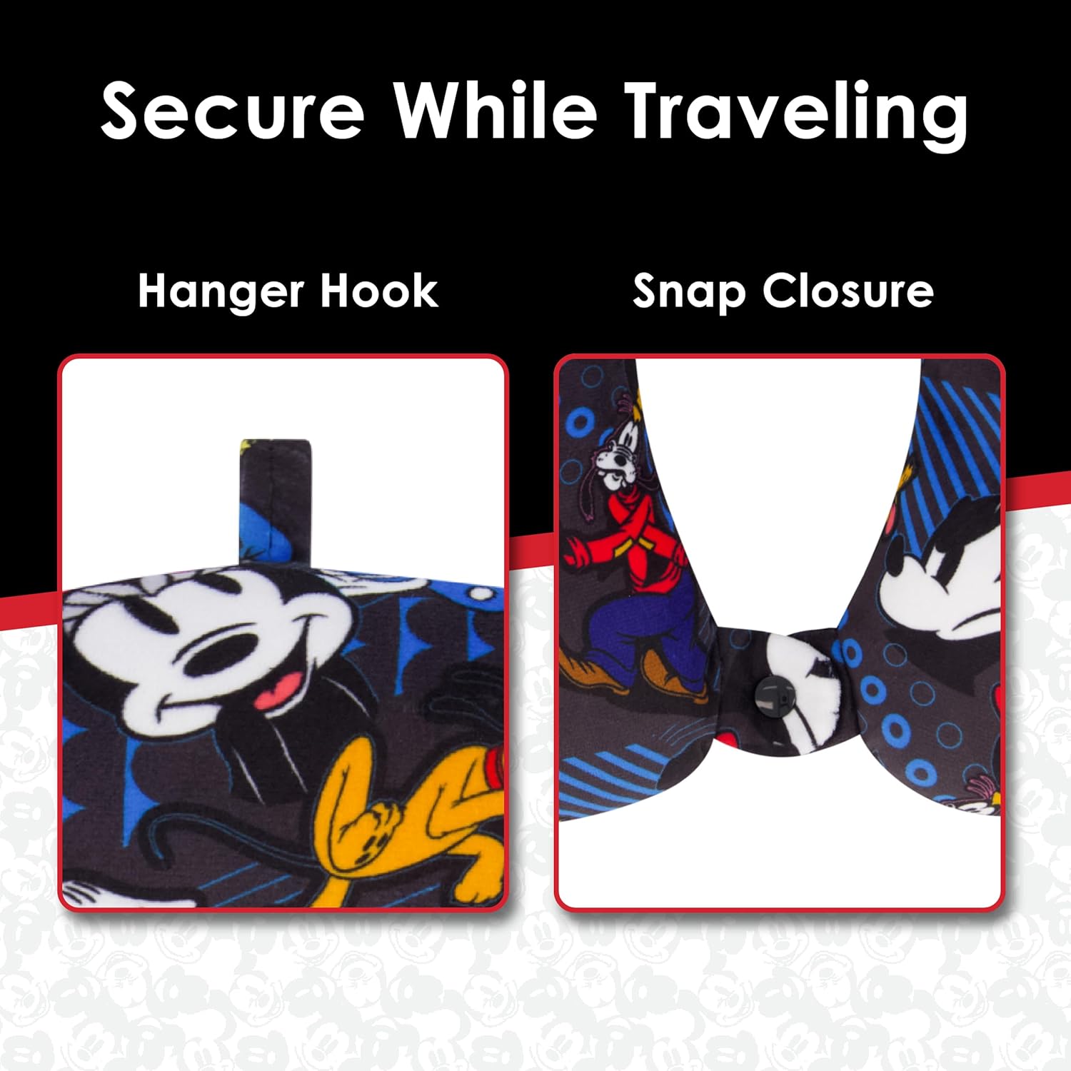 FUL Disney Mickey Mouse Travel Neck Pillow - Black 1