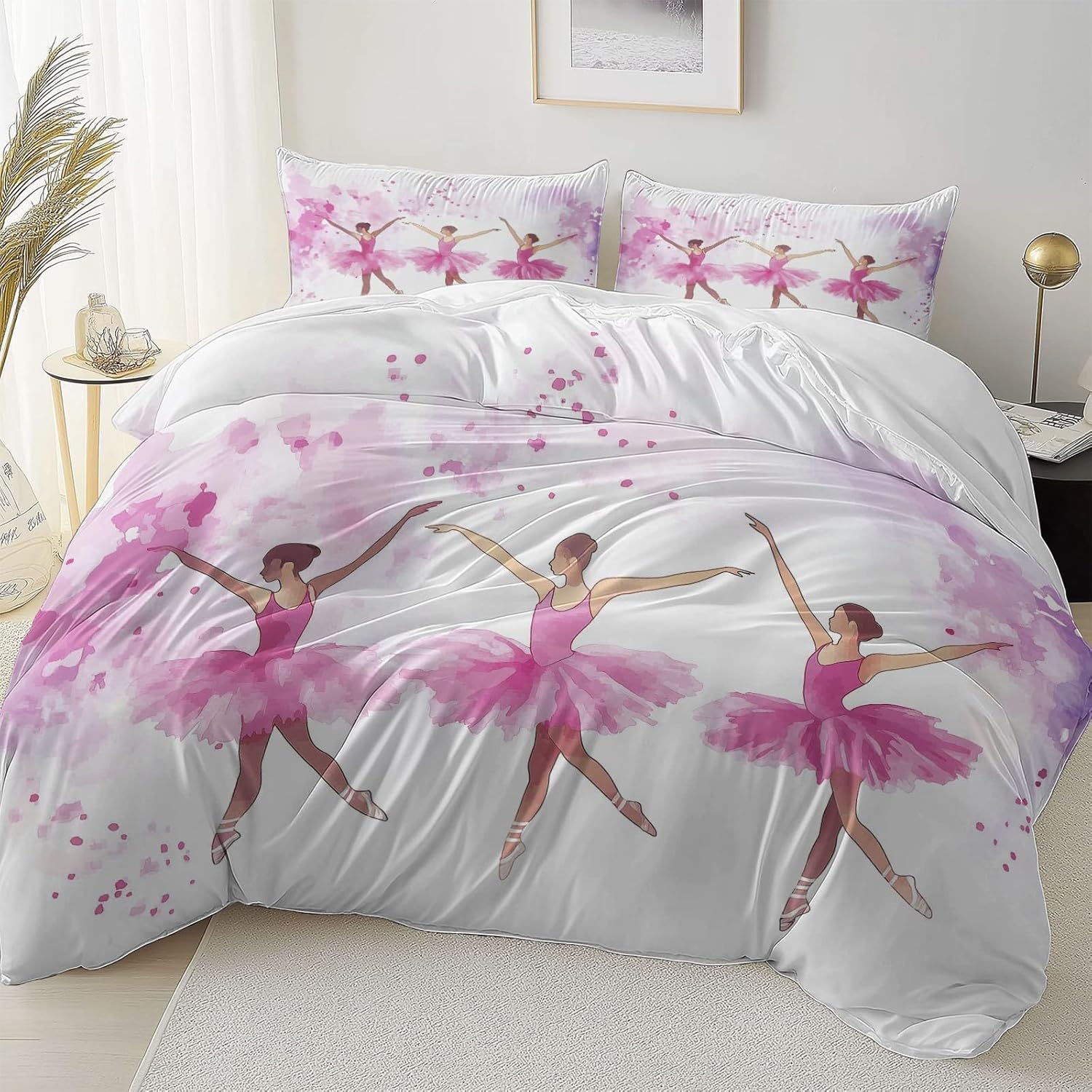 Pink Microfiber Reversible Duvet Cover Twin XL Set