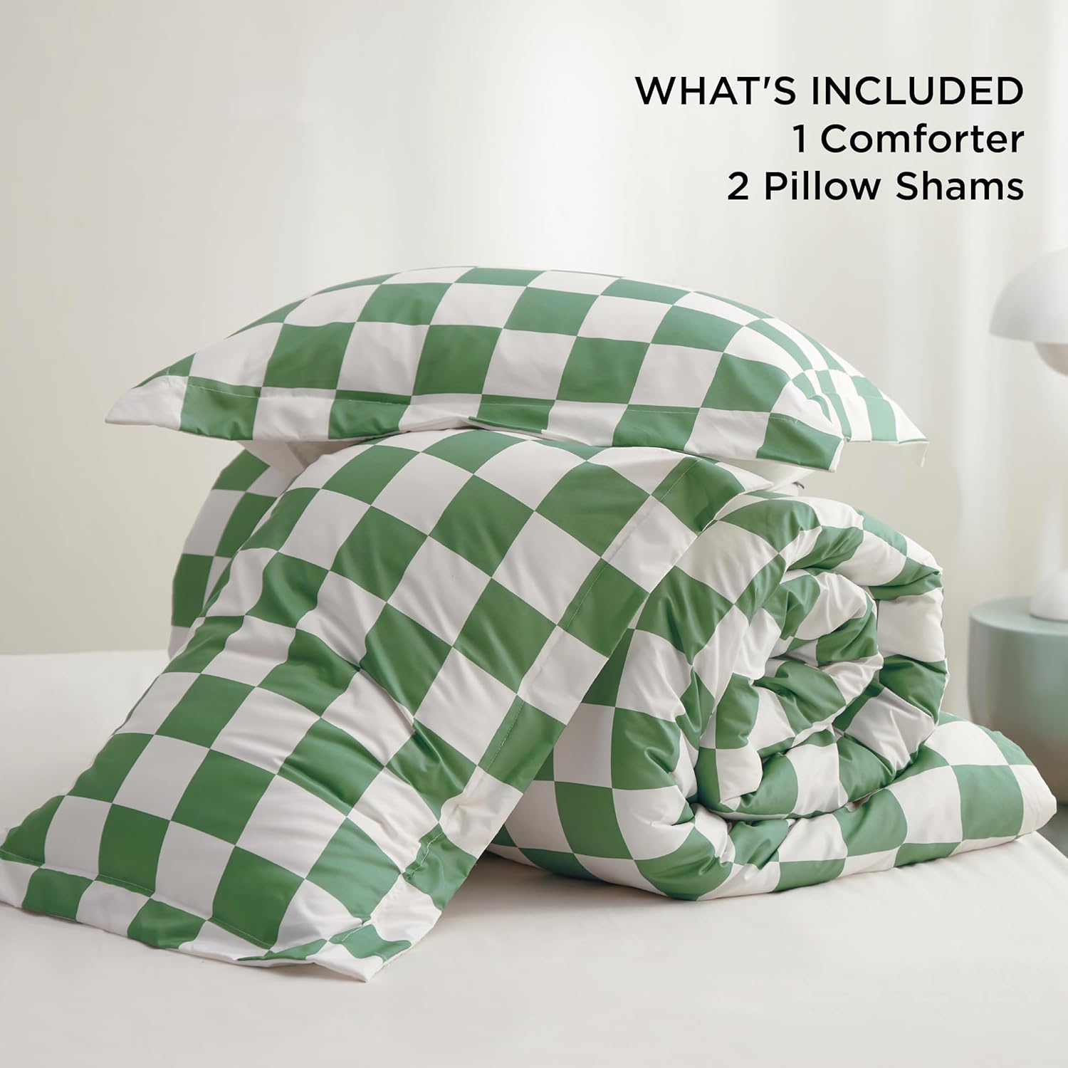Bedsure Checkered Comforter Set Queen Size 3 Pieces 1