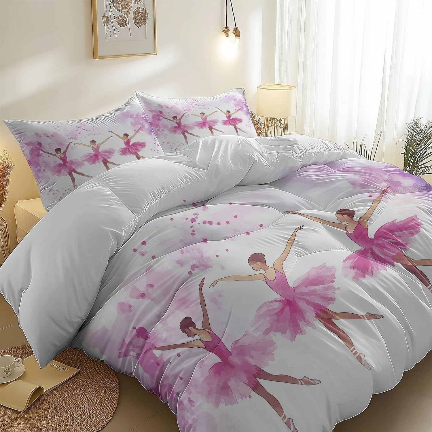 Pink Microfiber Reversible Duvet Cover Twin XL Set