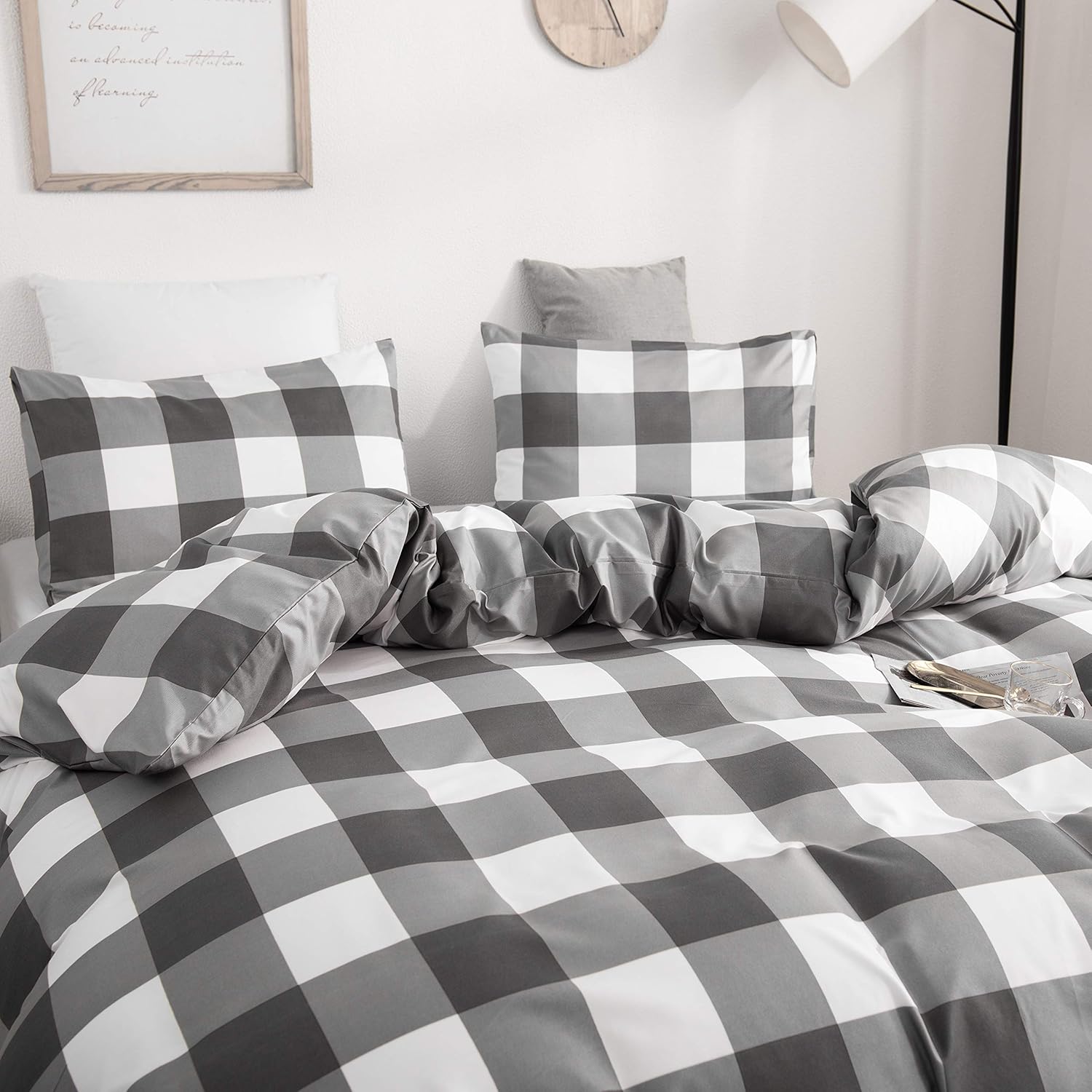 GETIANN Plaid Duvet Cover Set Twin 68x90