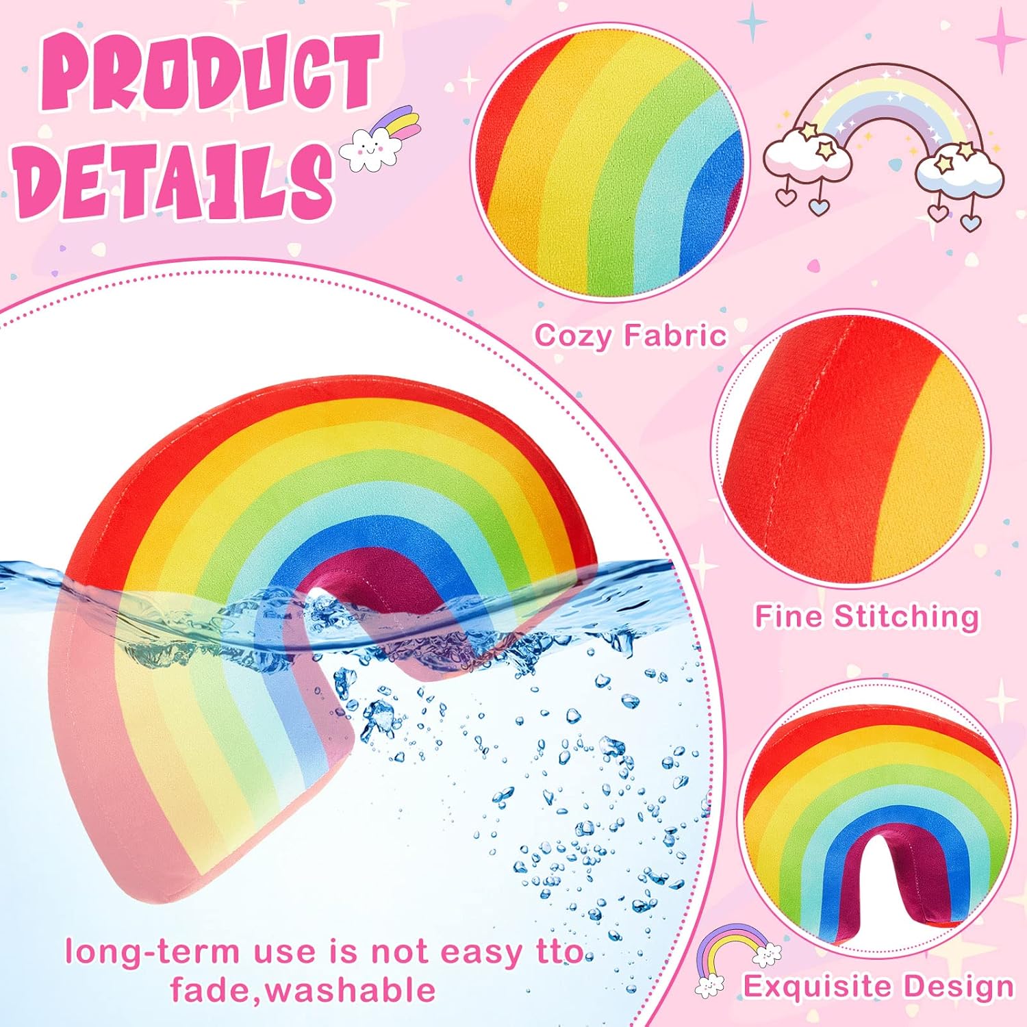 Chunful 2 Pcs Rainbow Arch Throw Pillow for Kids
