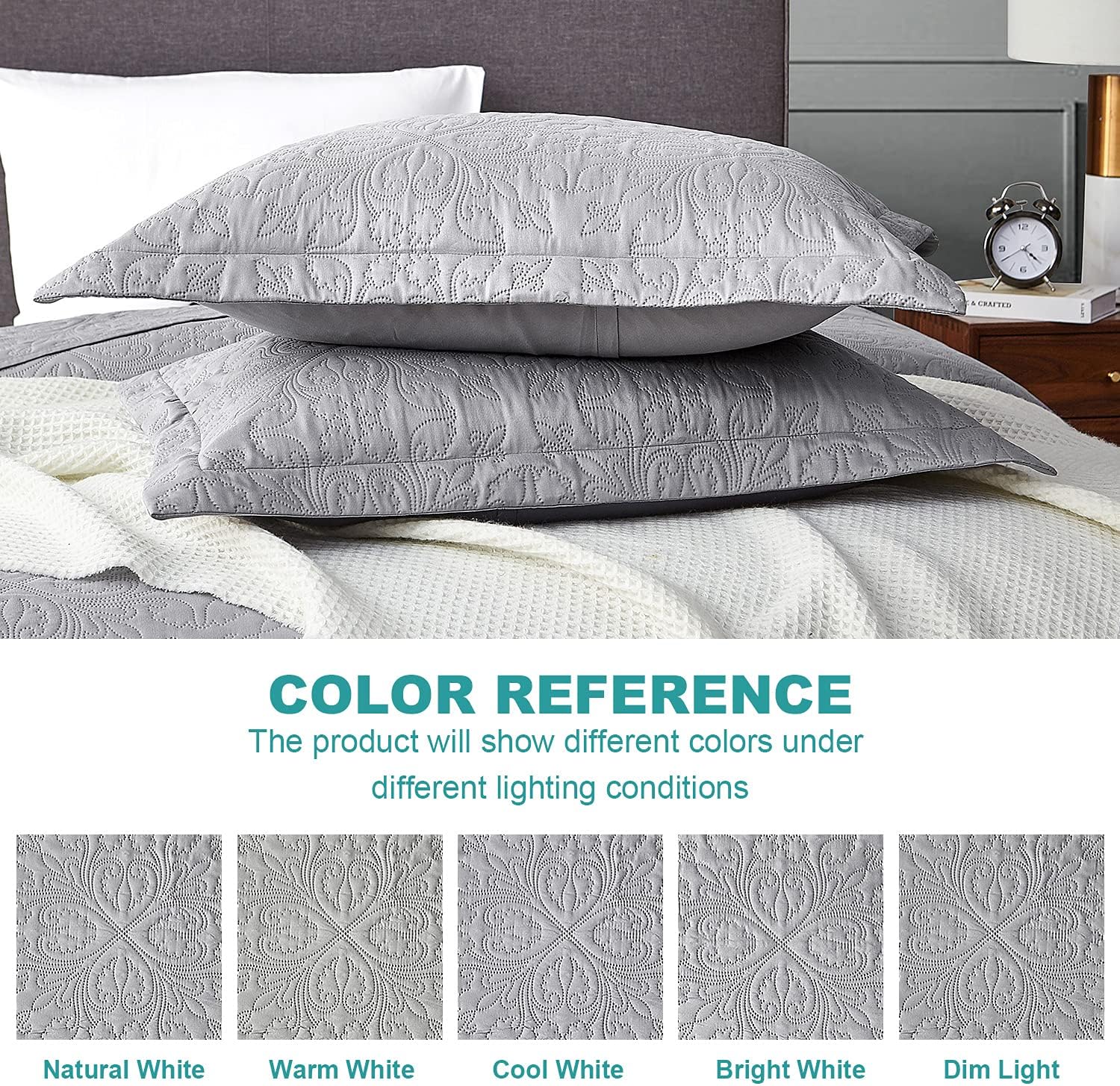 Hansleep Grey Baroque Quilt Set - Queen Size