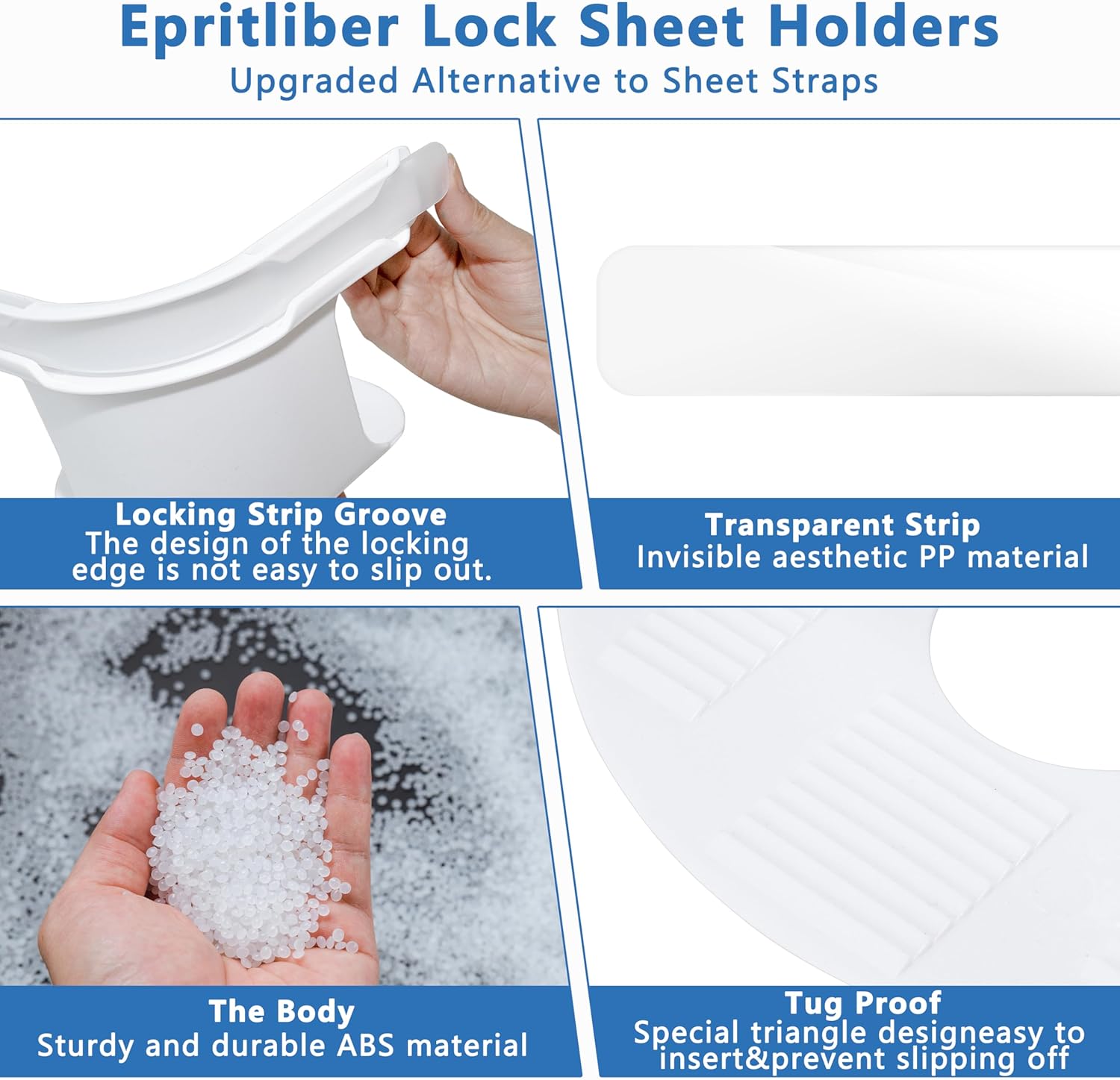 Epritliber Lock Sheet Holders 4pcs - Tug Proof Heavy Duty 1