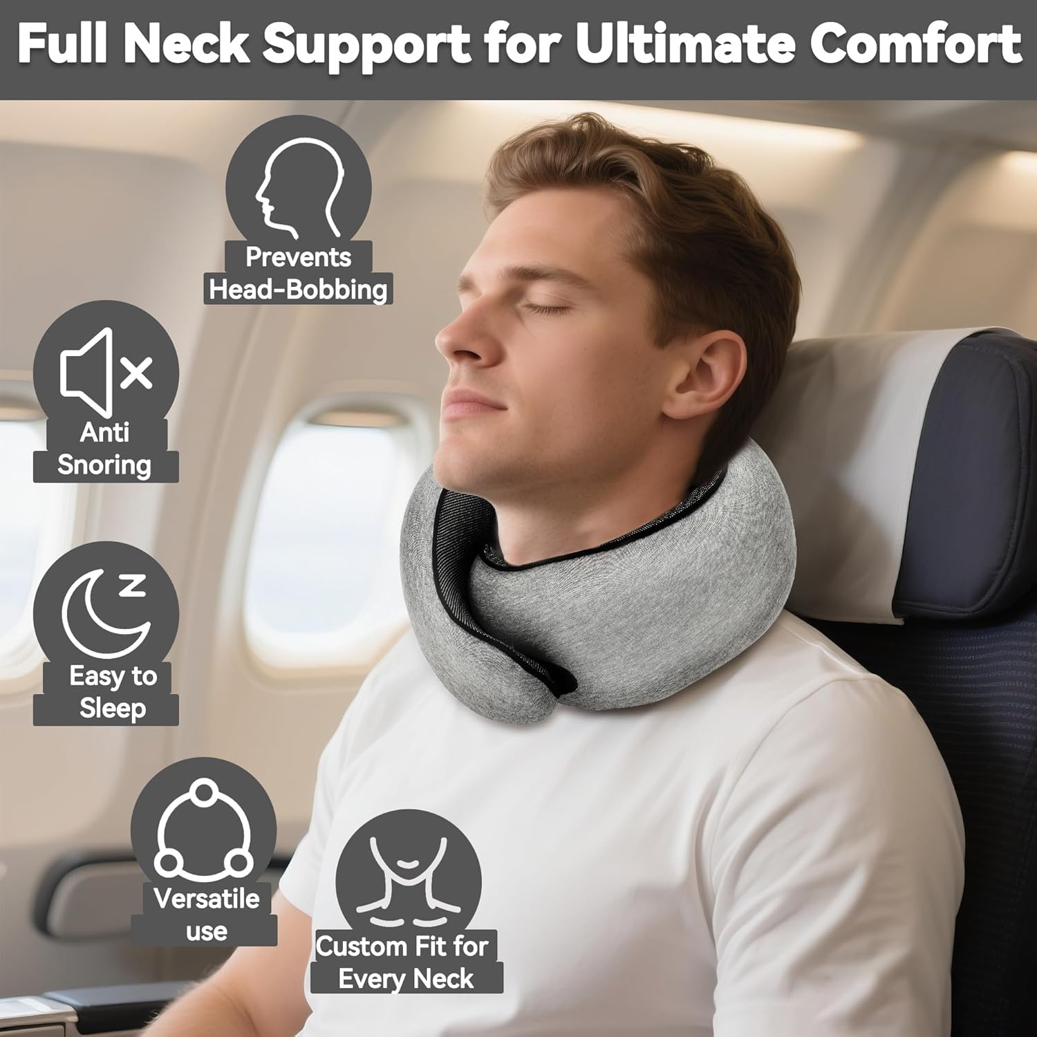 Memory Foam Neck Pillow with Eye Mask and Ear Plugs