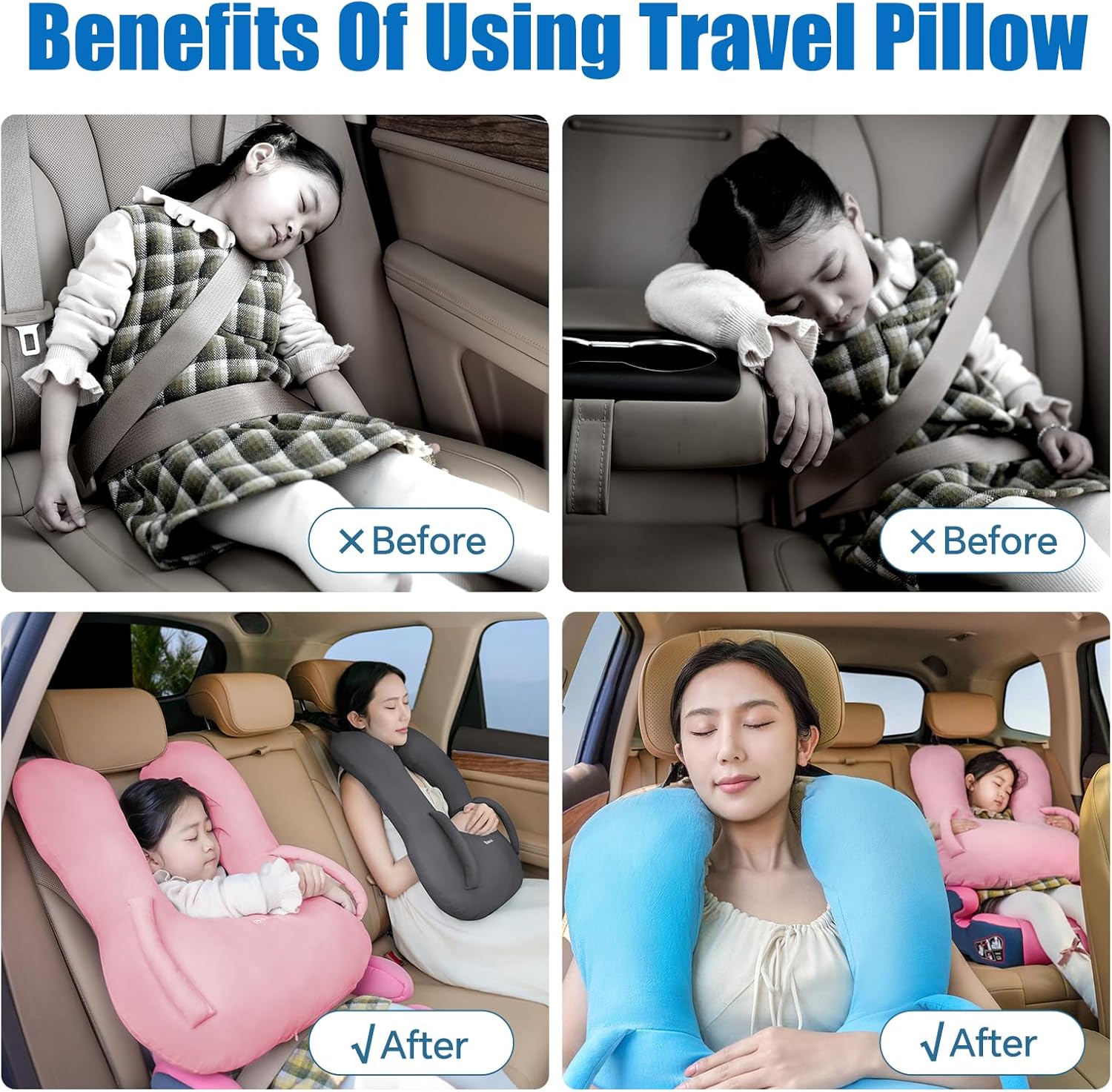Innokids Car Pillow for Kids with Hand Support Blue