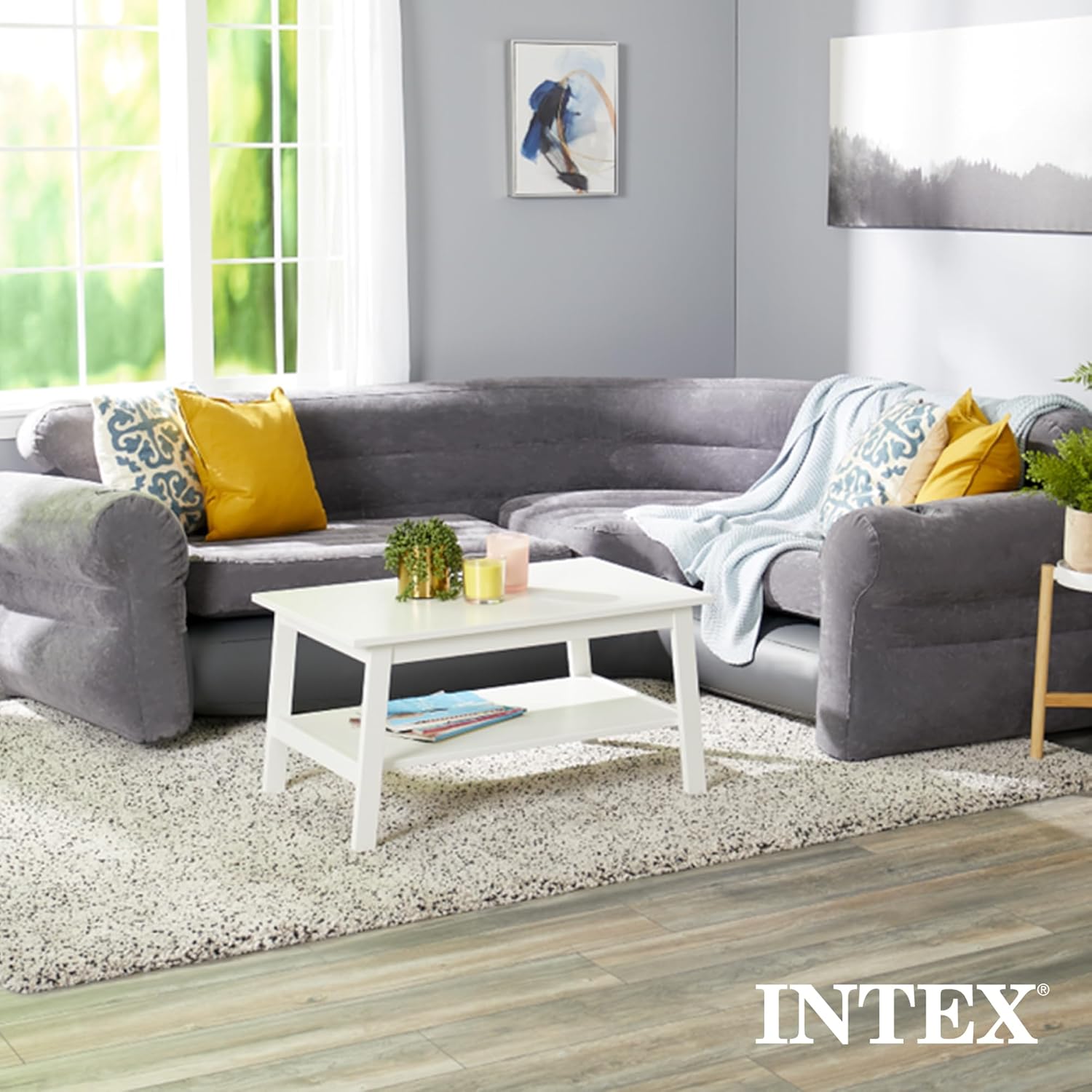 Intex Inflatable Corner Sofa L-Shaped 2 Pack Gray