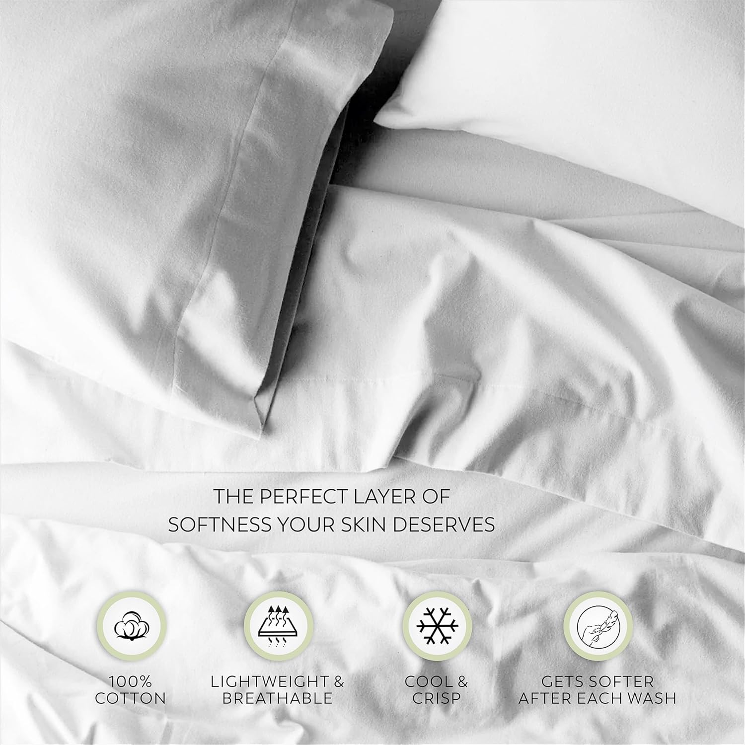 SUPREME ELEGANCE 100 Cotton Fitted Sheet Soft Gray 1