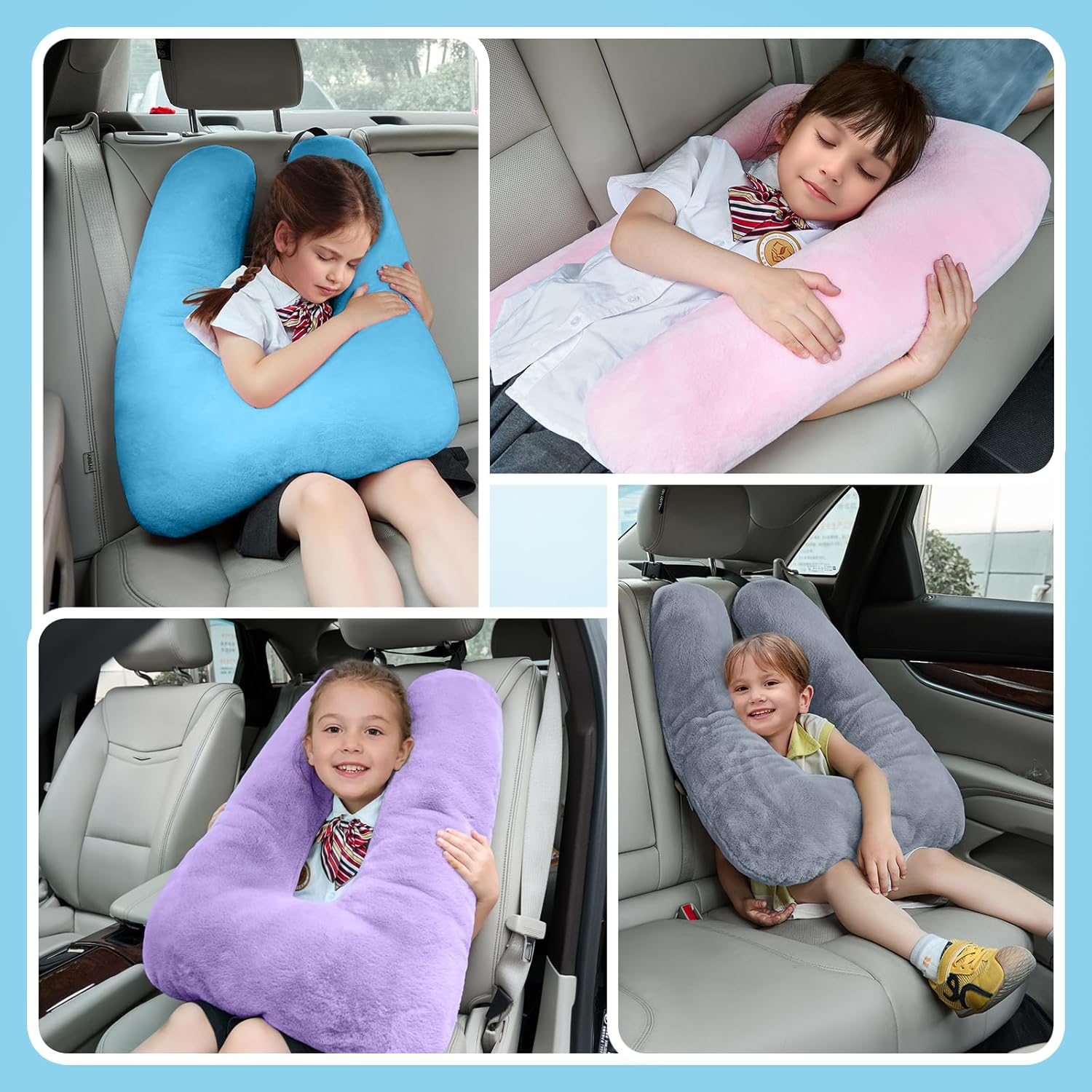 Travel Pillow for Car Sleeping Pink Adjustable