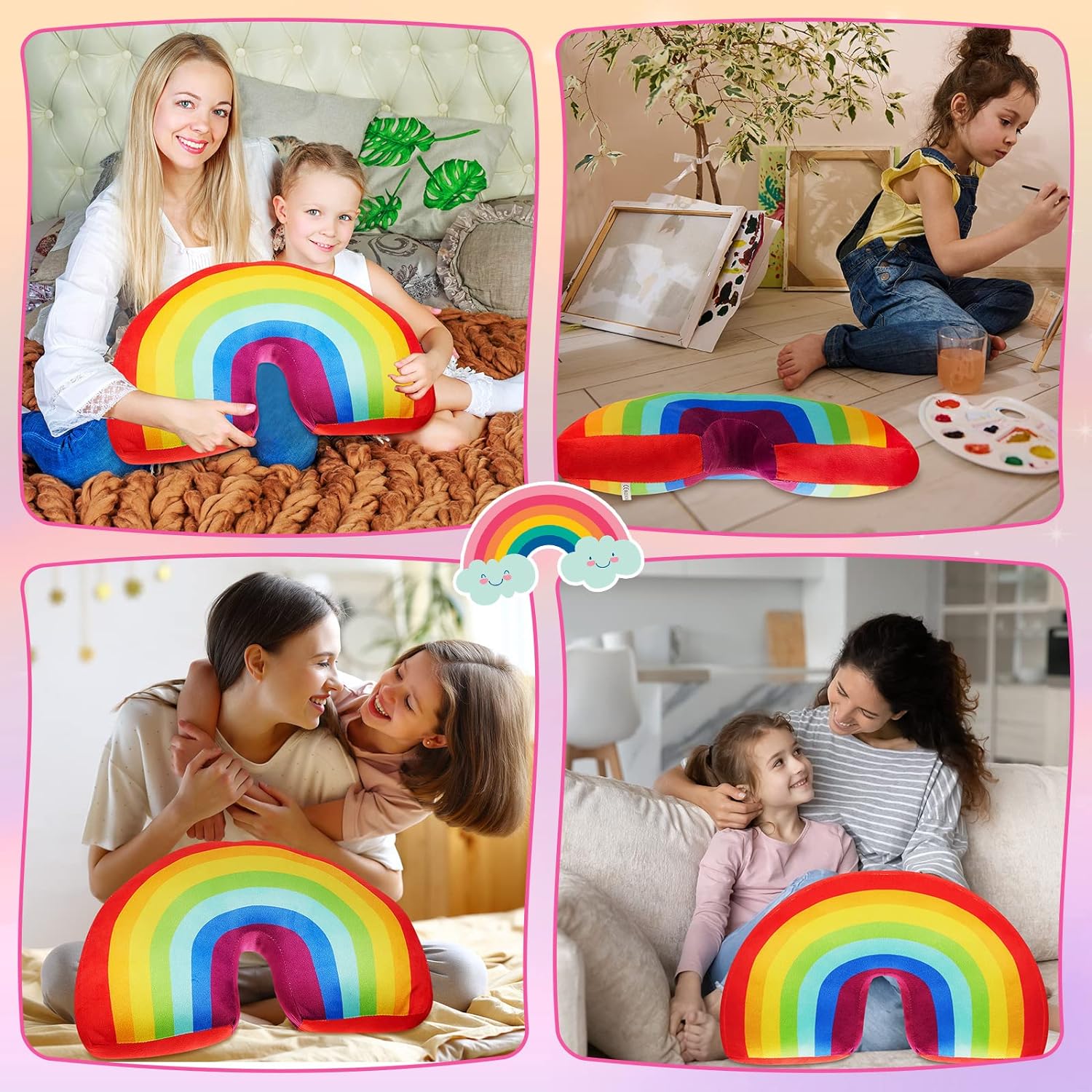 Chunful 2 Pcs Rainbow Arch Throw Pillow for Kids