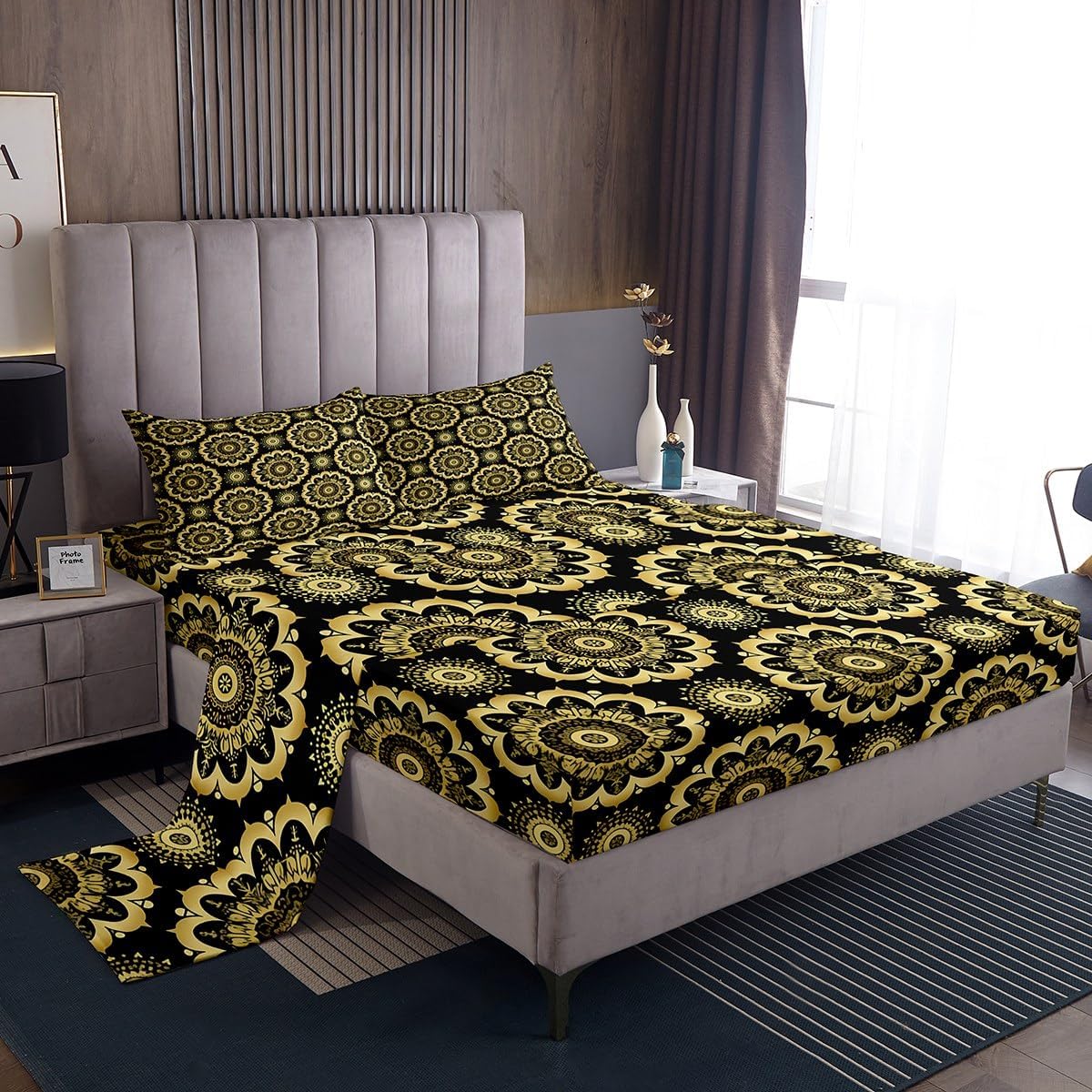 Jejeloiu Paisley Queen Sheet Set 4Pcs Microfiber