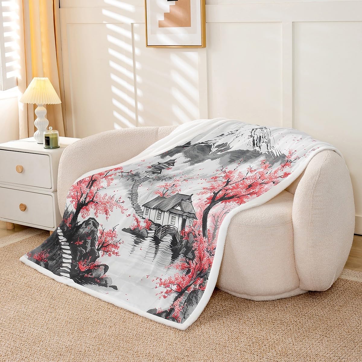 Erosebridal Japanese Ukiyo Throw Blanket - 50x60 Inches