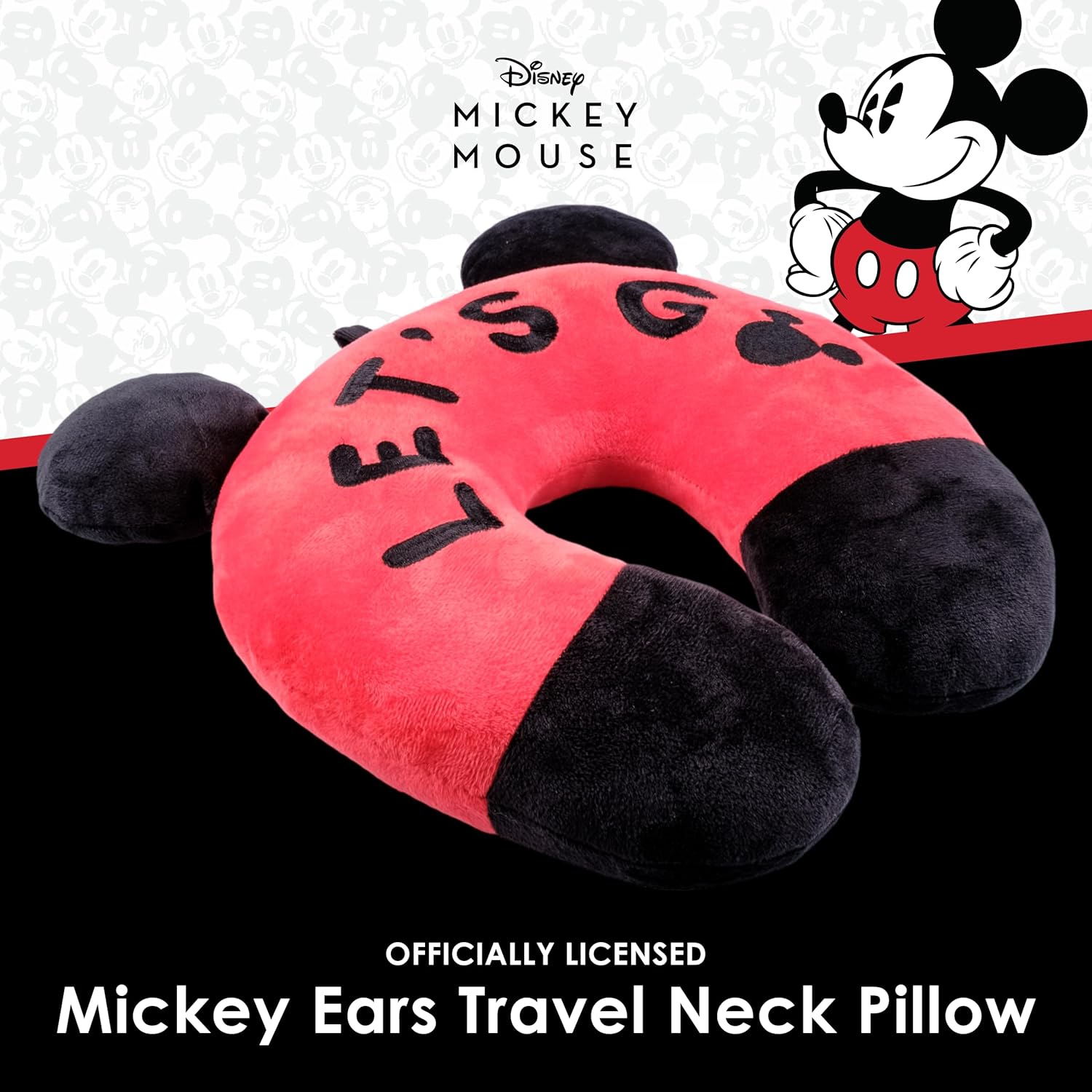 Disney Mickey Mouse Travel Pillow Lets Go Portable Neck Support