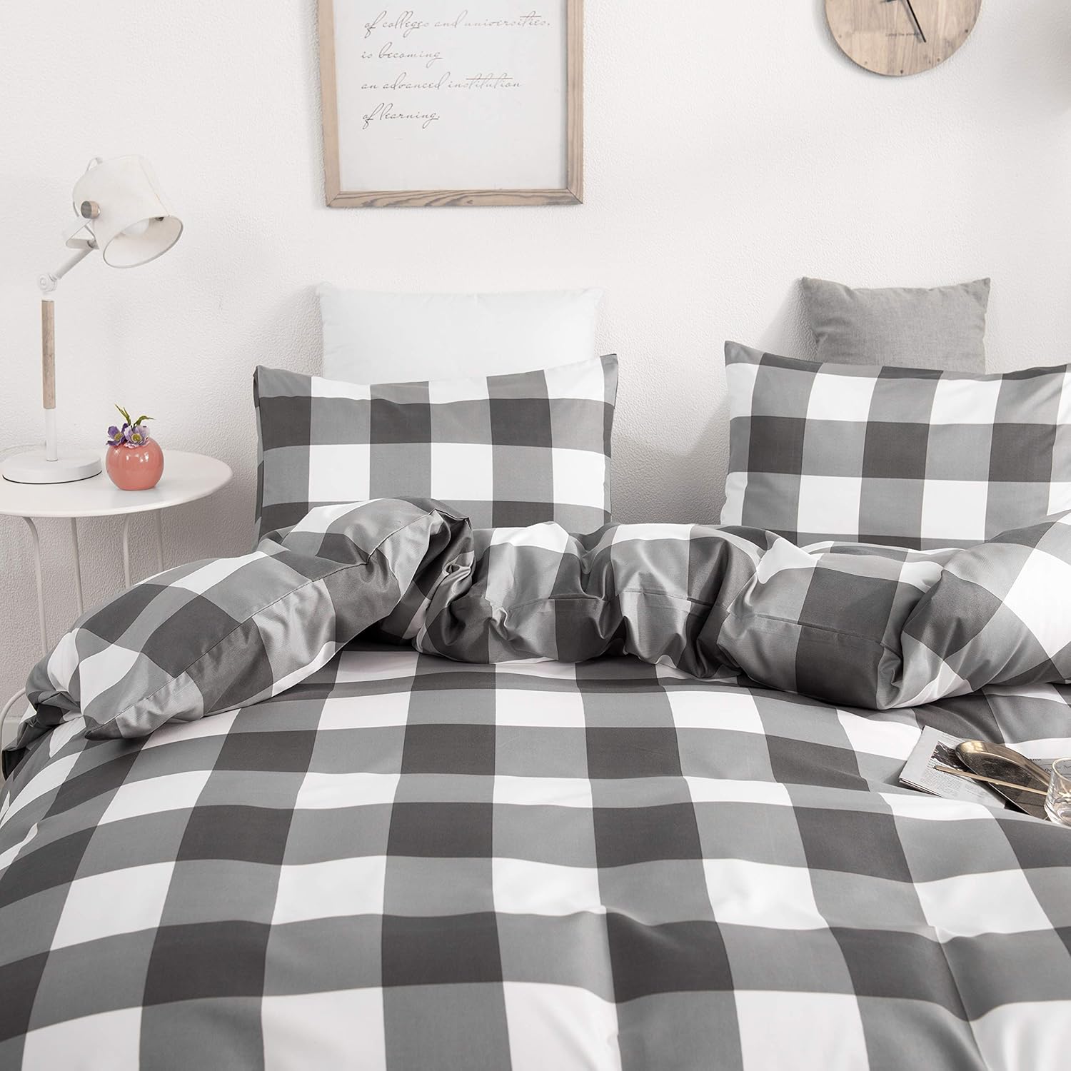 GETIANN Plaid Duvet Cover Set Twin 68x90
