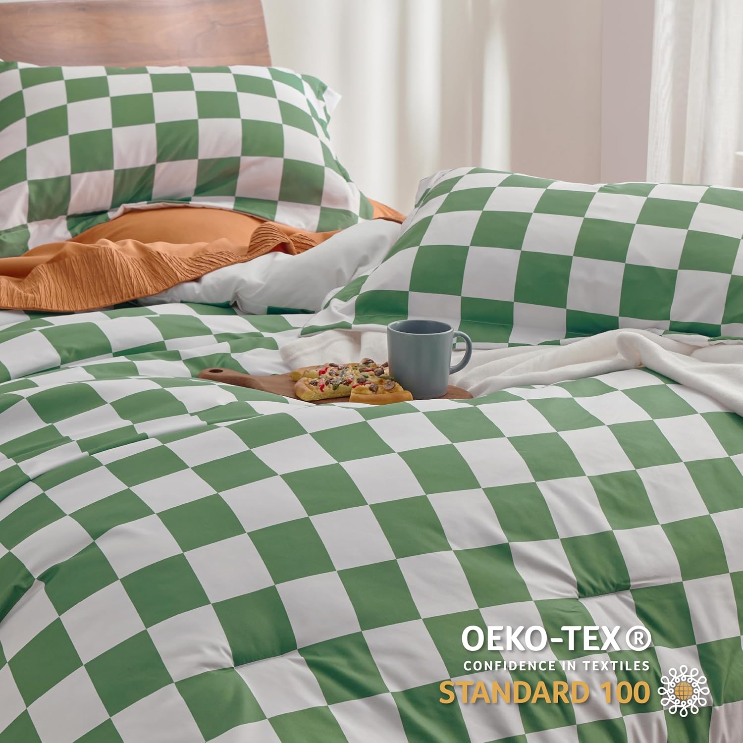 Bedsure Checkered Comforter Set Queen Size 3 Pieces 1