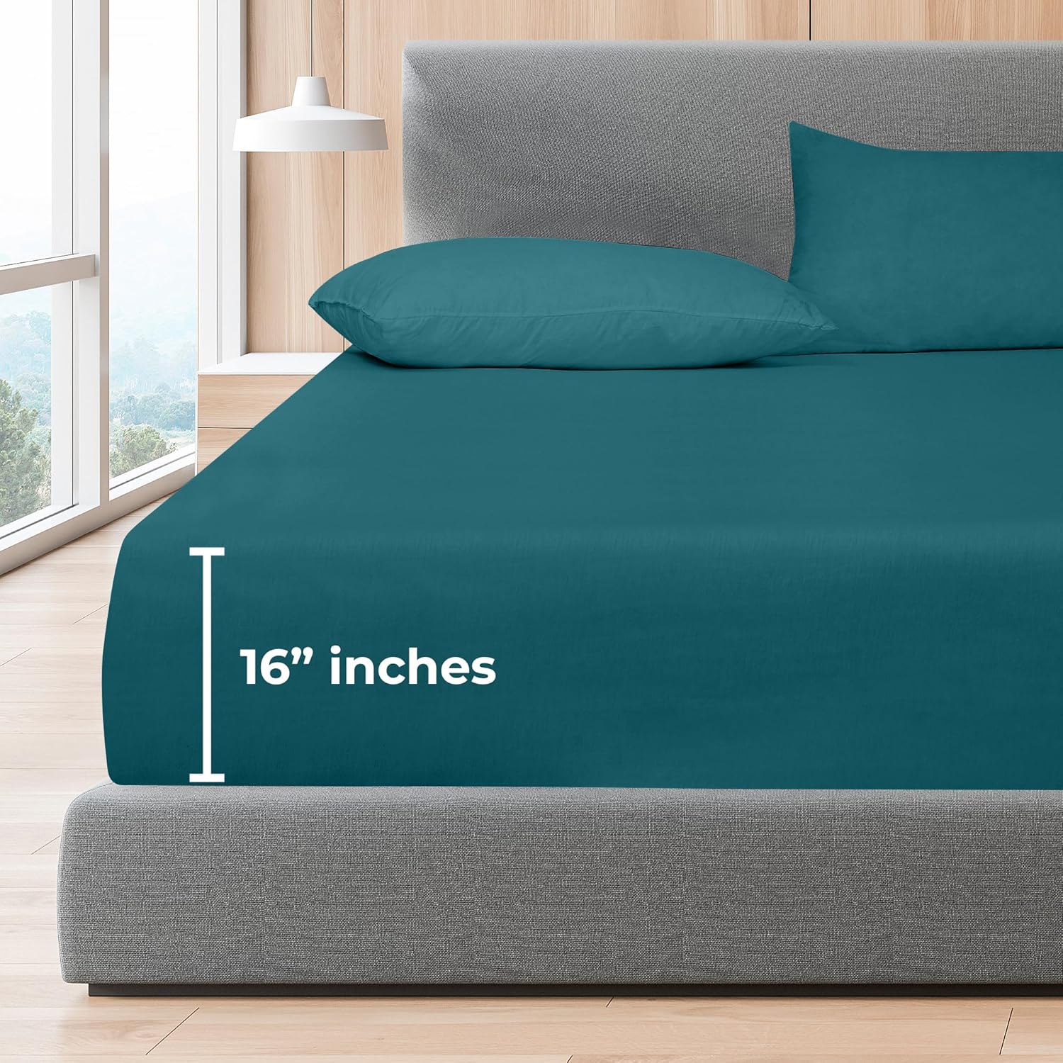 ROYALE LINENS 300 Thread Count King Fitted Sheet - Super Soft Deep Pocket Teal