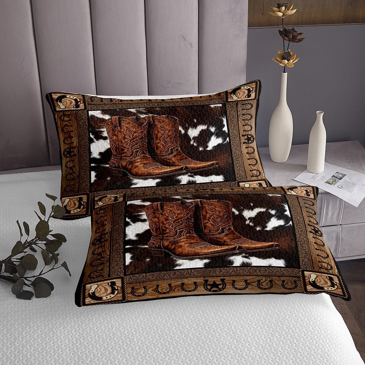 Manfei Western Cowboy Bedspread King Size Set