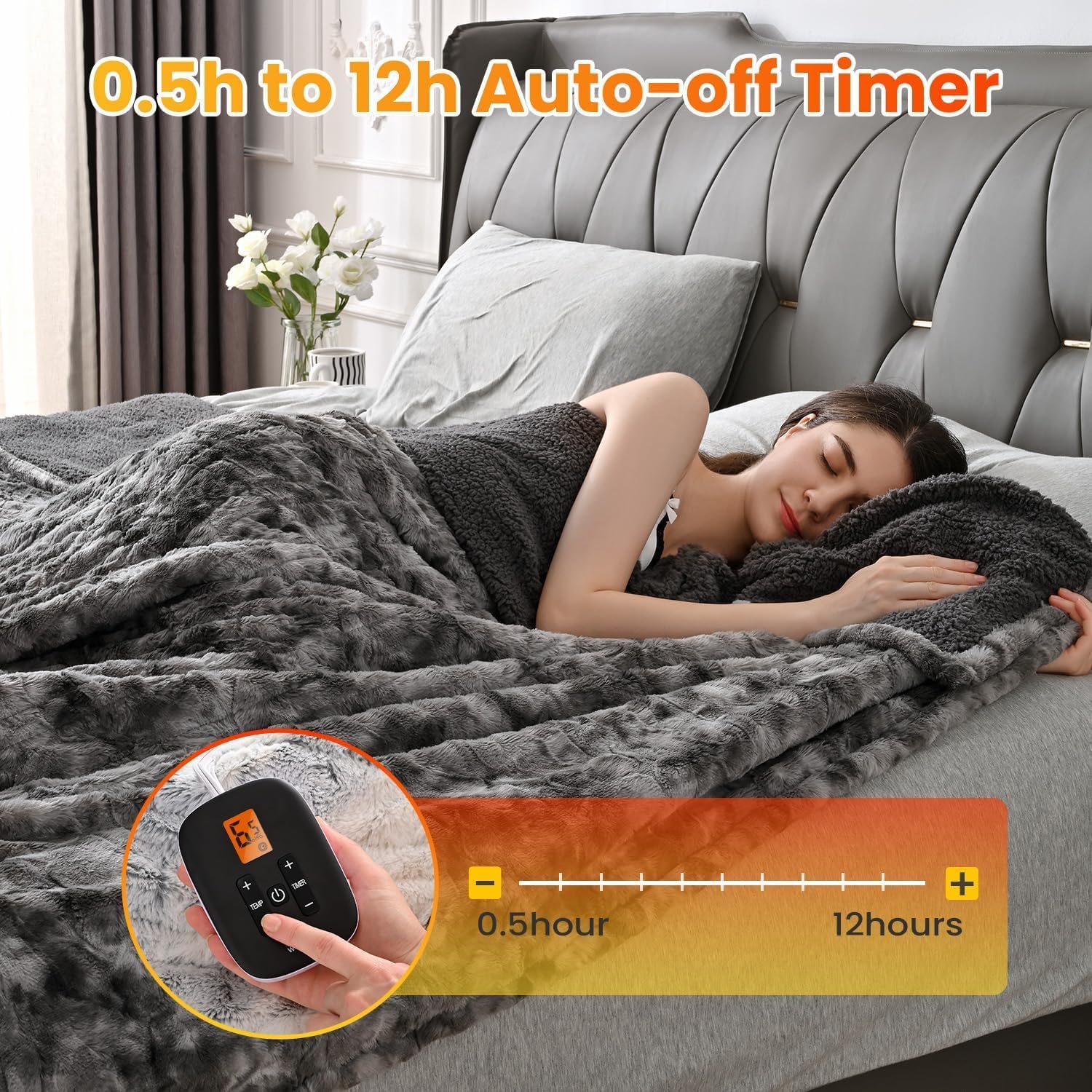 WOOMER Heated Blanket with 10 Heat Levels