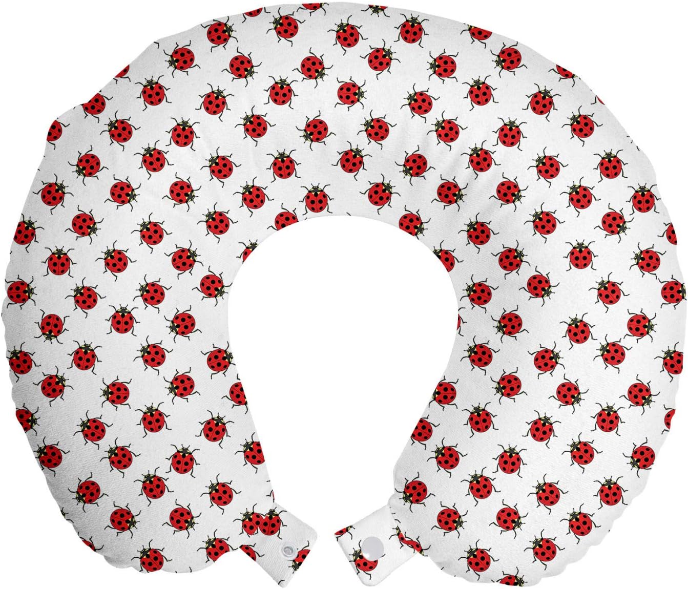 Ambesonne Ladybugs Travel Pillow with Zippered Cover