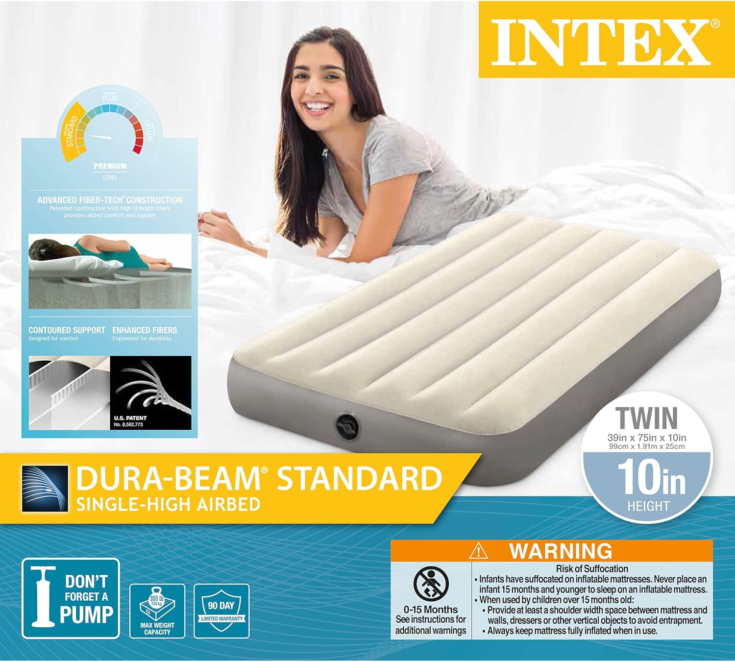Intex Dura-Beam Air Mattress Twin 4 Pack