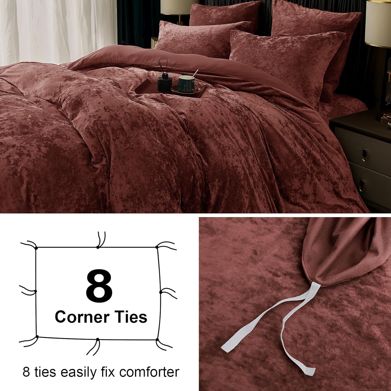PHF Velvet Duvet Cover Set California King 3pcs