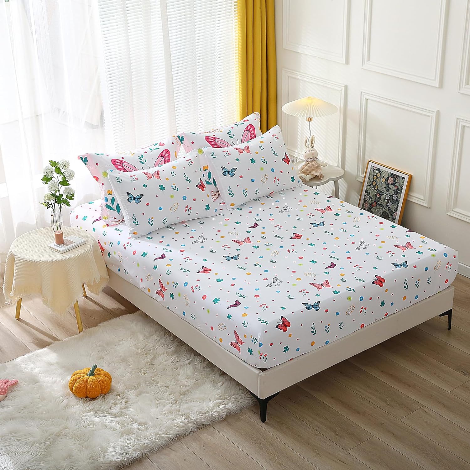 Girls Butterfly Comforter Set 7 Piece Full Size