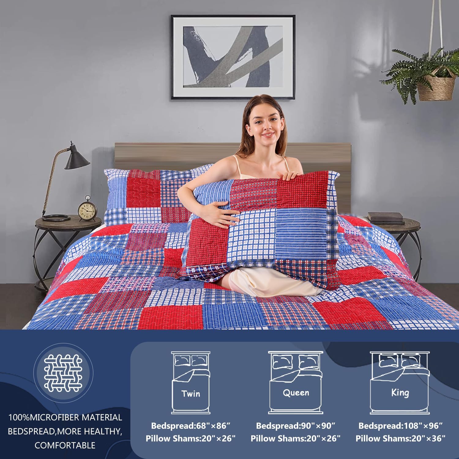 Jessy Home Plaid Quilt Set Twin Bedspread
