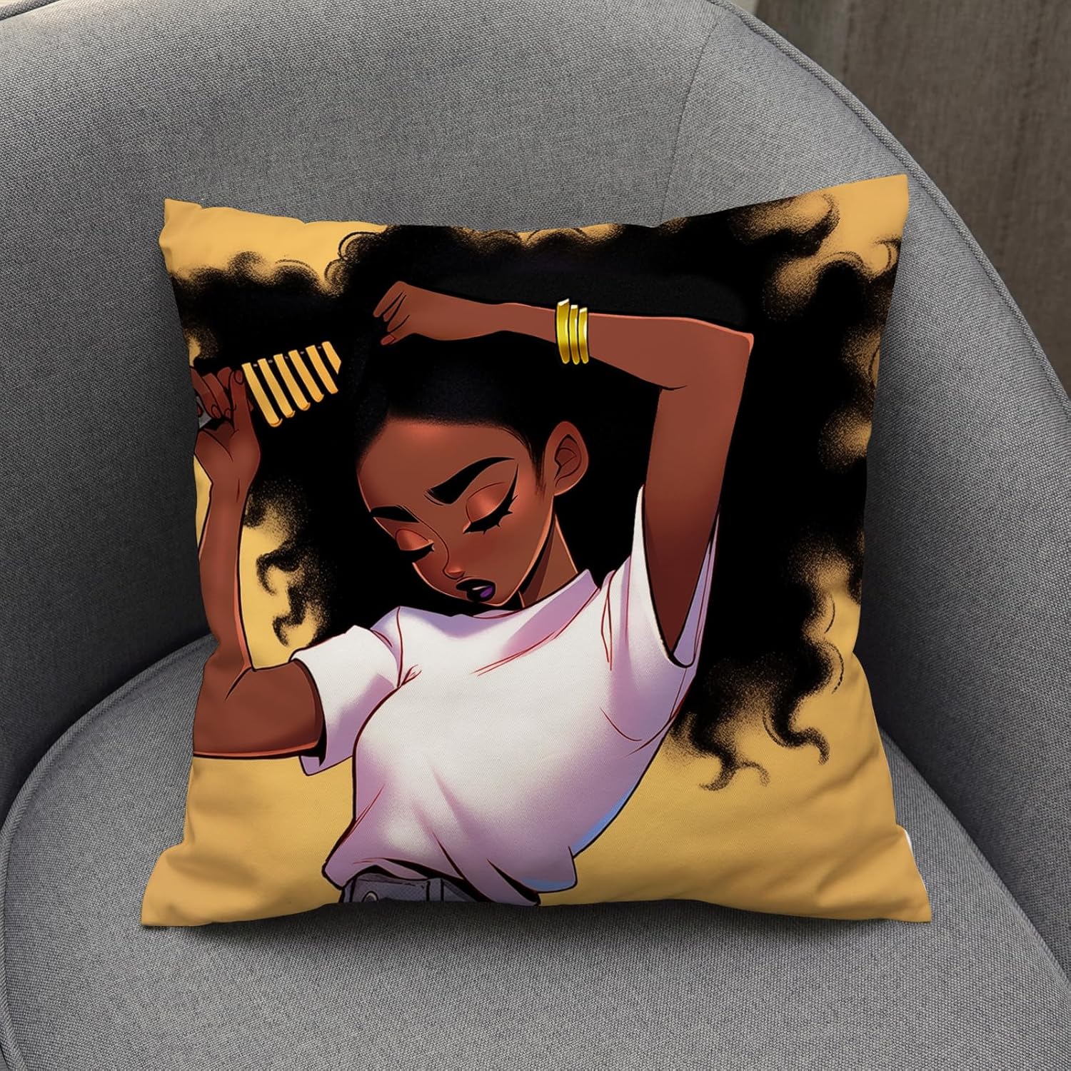 SARA NELL Black Girl Throw Pillow Cover 18x18 Inch