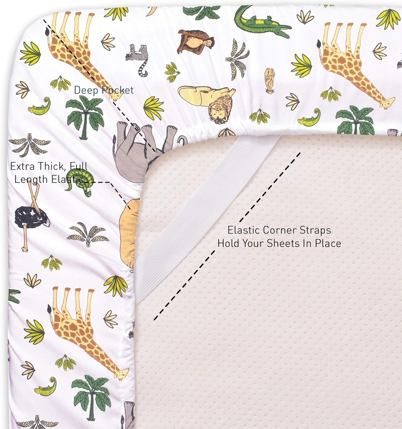 1500 Supreme Kids Bed Sheet Set - Full Size Wild Animal Design