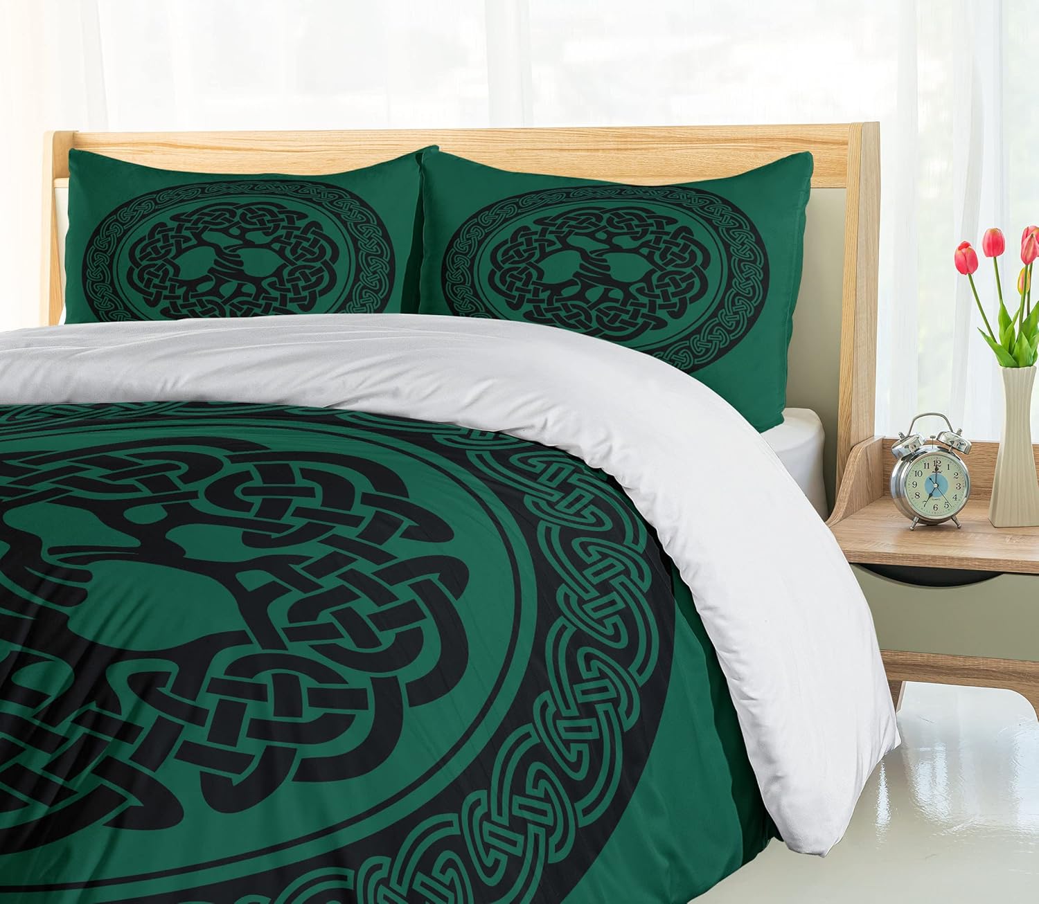 Ambesonne Forest Green Black Duvet Cover Set with Pillow Sham