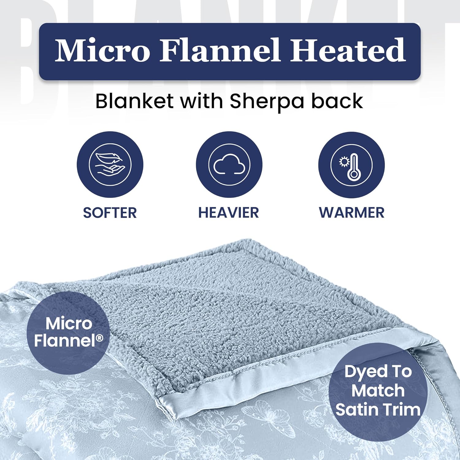 Thermee Micro Flannel Heated Blanket with Sherpa Back 1
