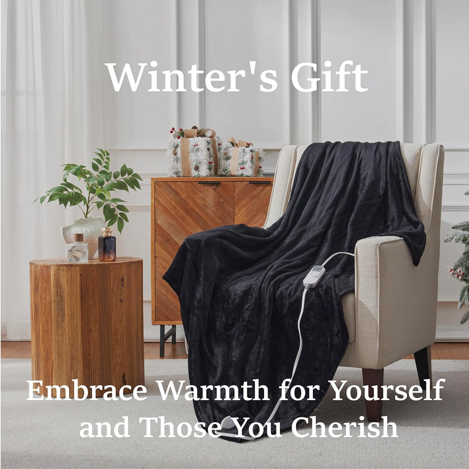 DOWNCOOL Heated Throw Blanket with 10 Heat Settings and 12 Hour Timer
