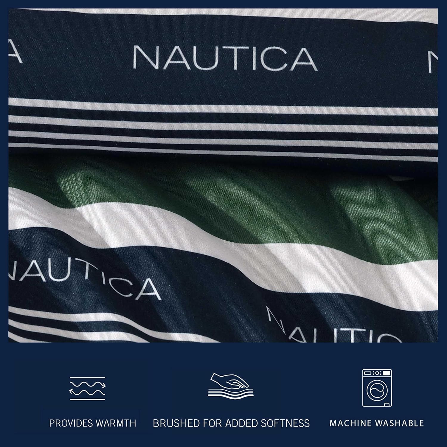 Nautica Full Comforter Set with Matching Sham and Throw Pillows