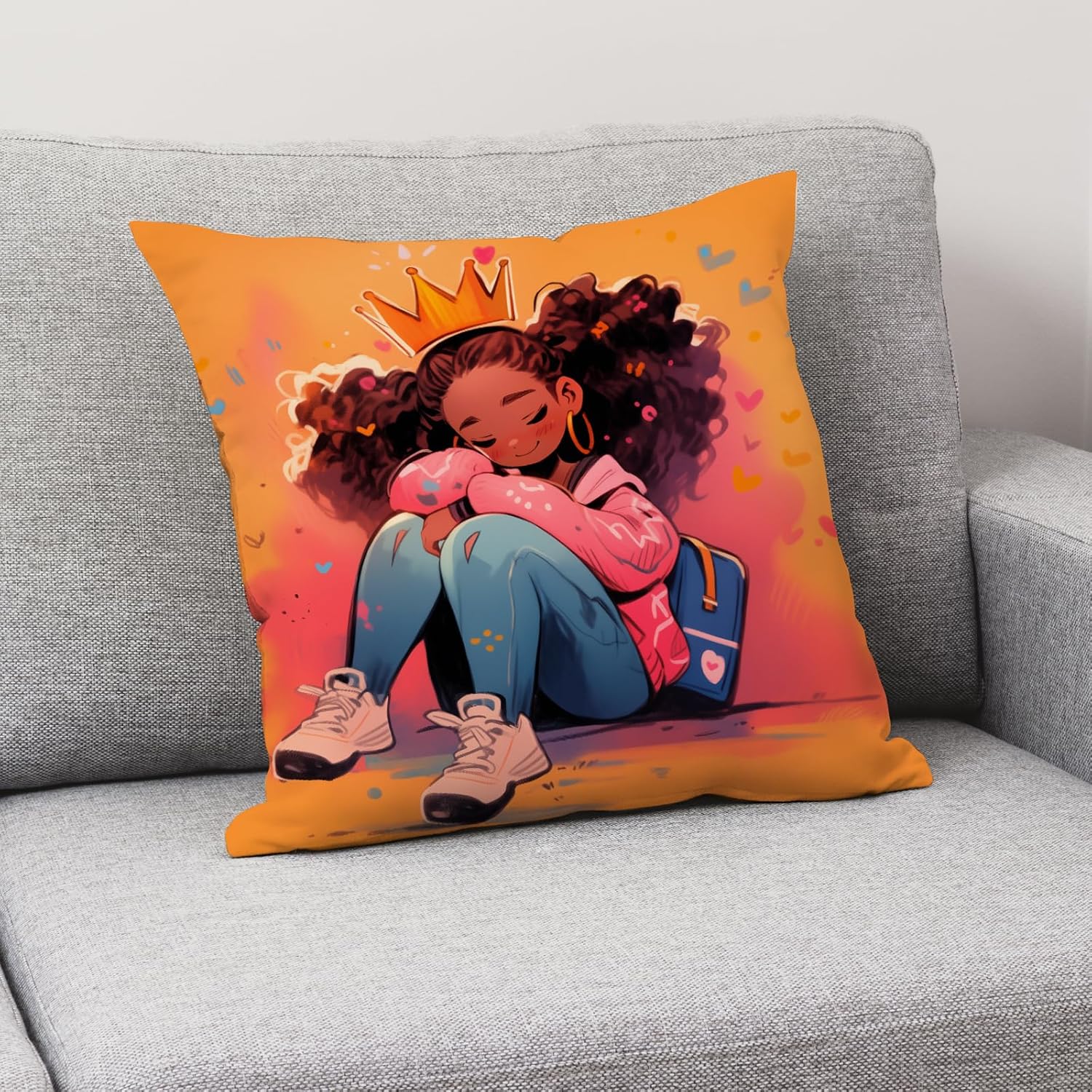 SARA NELL Black Princess Pillowcase 18x18 Inch