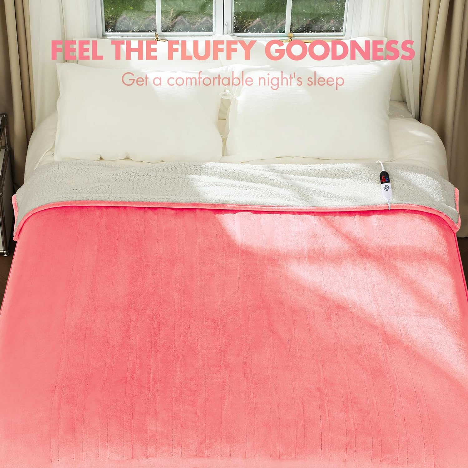 VELLUBAM Heated Blanket 72 x 84 Pink