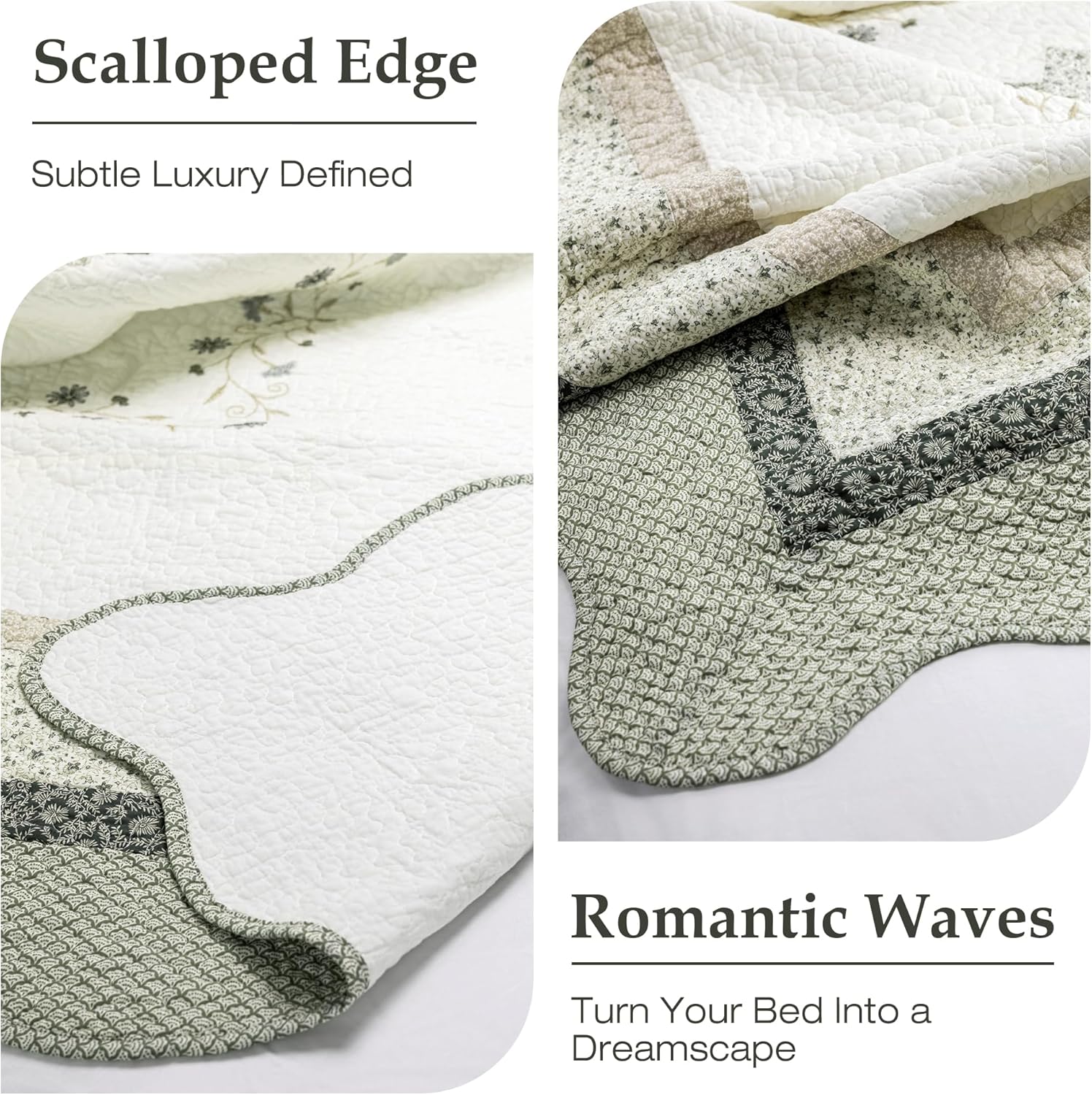 ELEGANT LIFE HOME All-Season Cotton Quilt Set 3-Piece