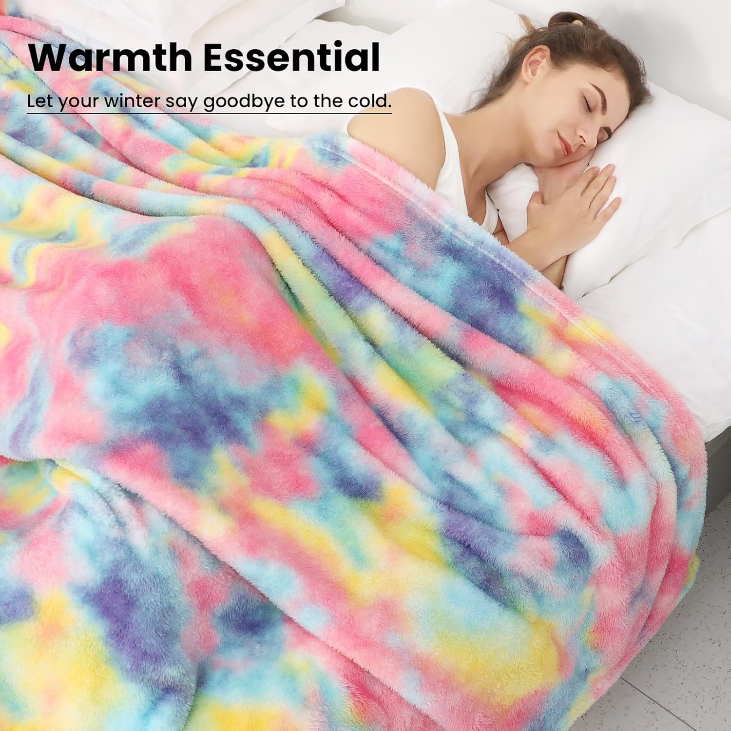 Obinsm Rainbow Fuzzy Throw Blanket for Couch and Bed