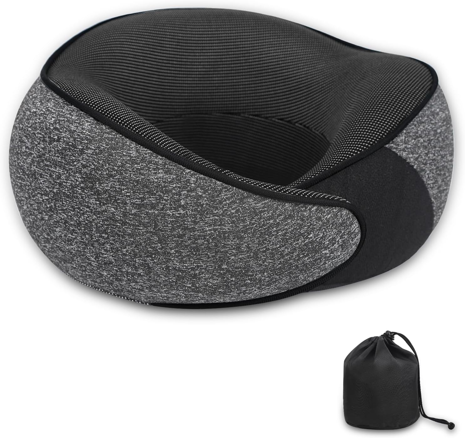 Memory Foam Travel Pillow for Airplane Lightweight and Stowable Dark Grey