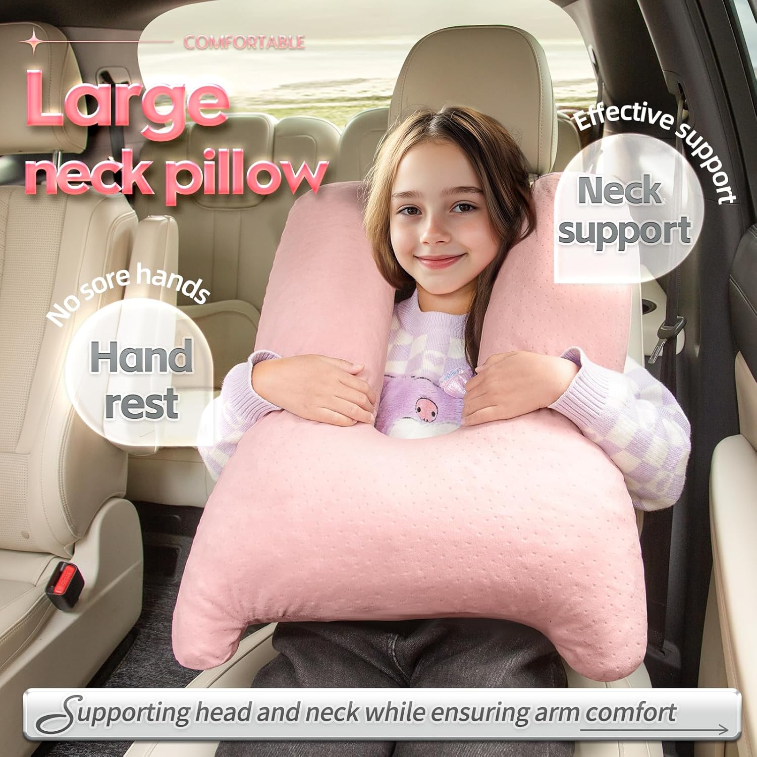MAGIC ELEPHANT Travel Pillow for Kids and Adults Pink 1