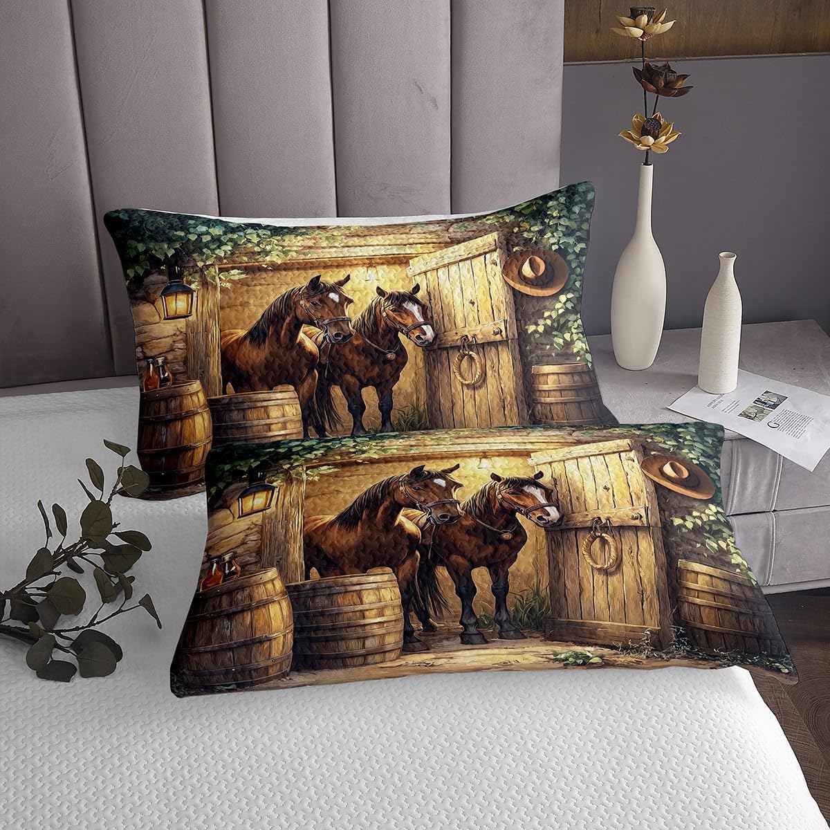 Castle Fairy 3D Horse Bedspread Queen Size 3Pcs Set