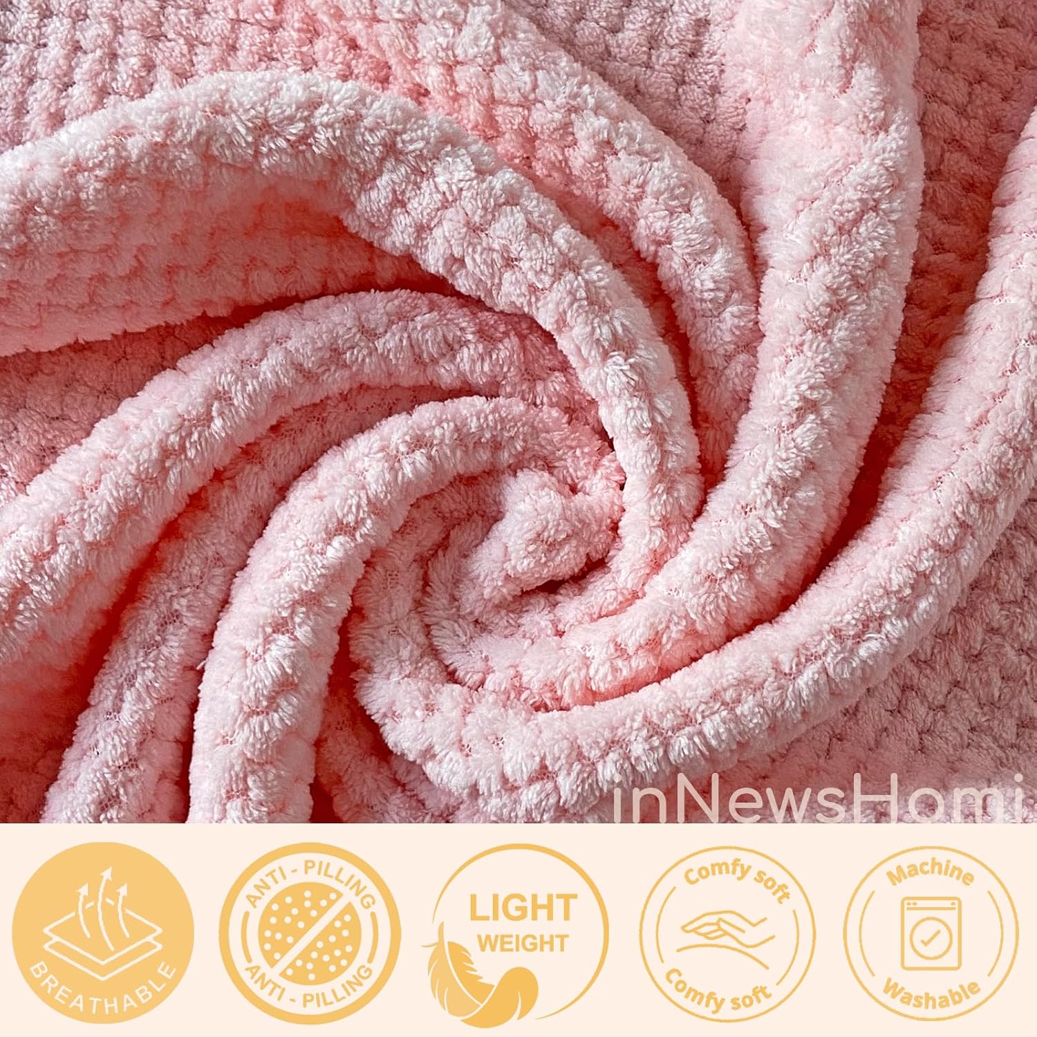 INNEWSHOMI Travel Blanket with Pillow Pink