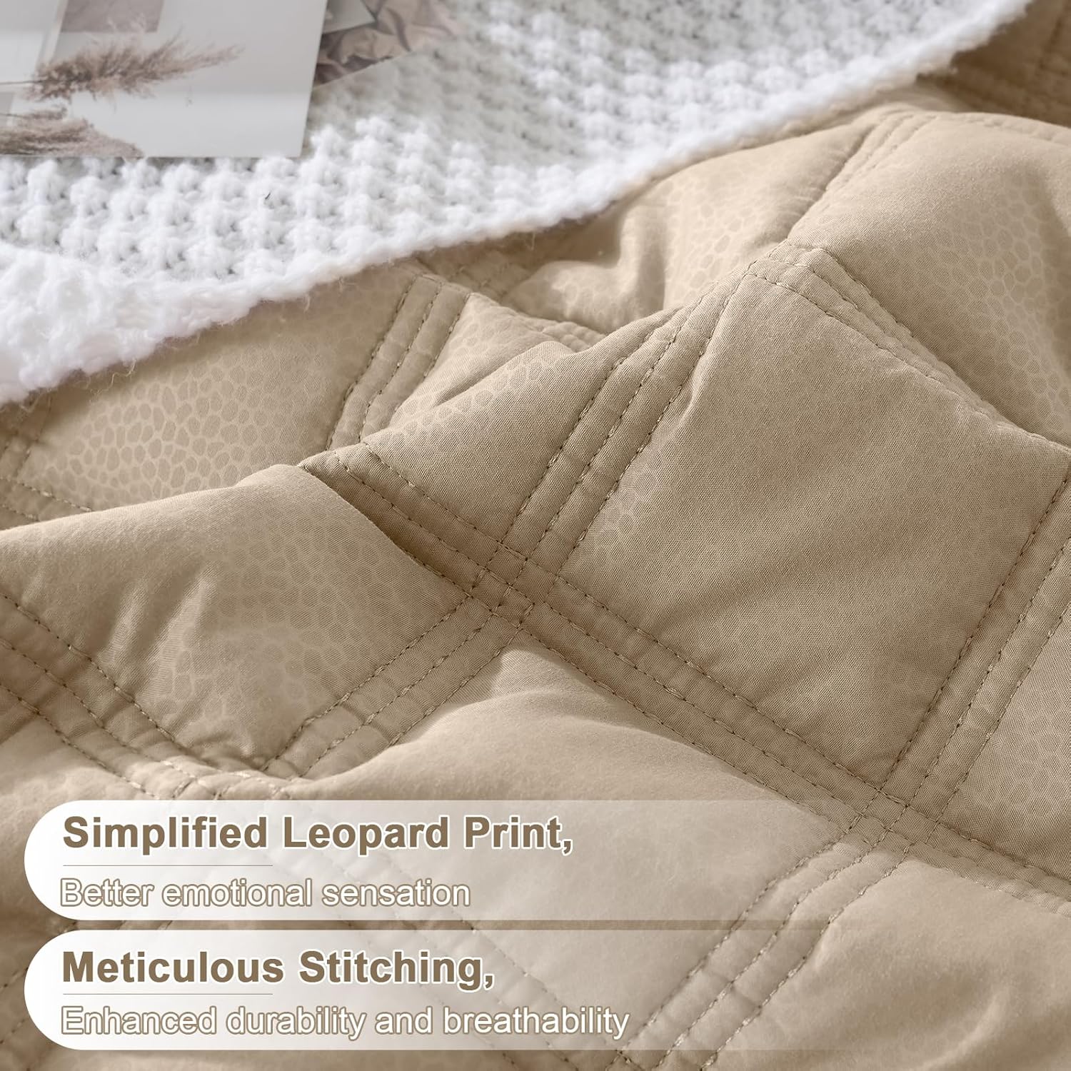 HiSnug Beige Quilt Set Queen Size 3 Pieces