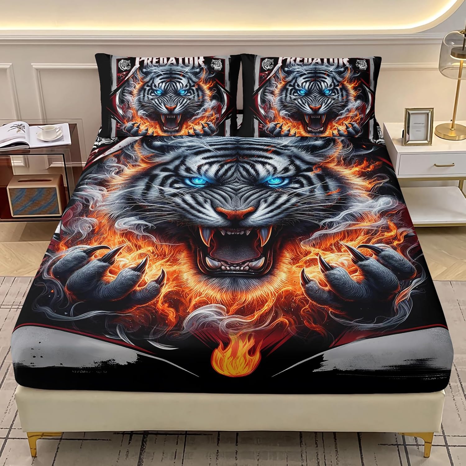 AILONEN Boys Tiger Fitted Sheet Set Twin XL 3-Piece