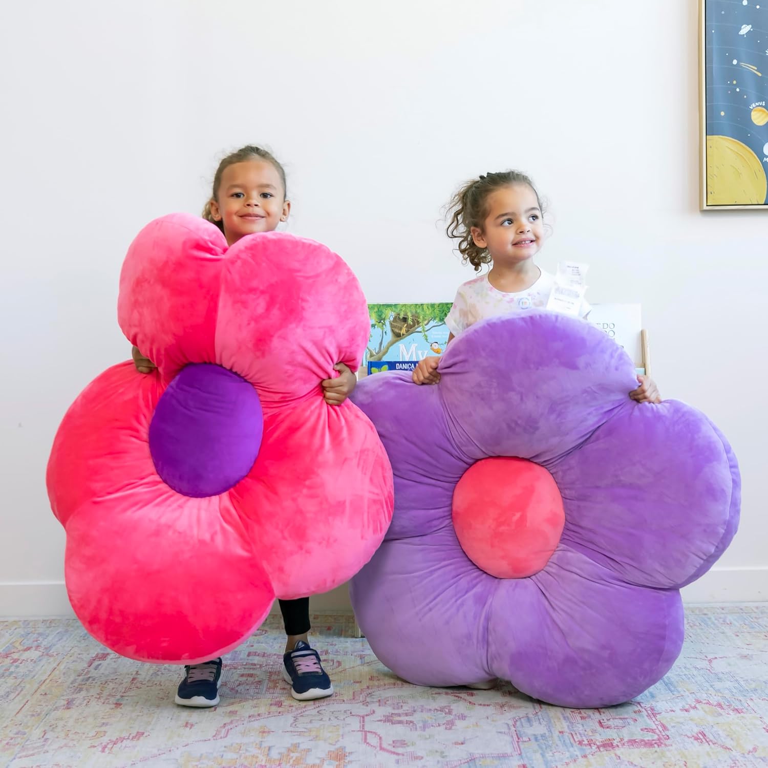 ECR4Kids SoftZone Flower Floor Pillow Bright Pink 1